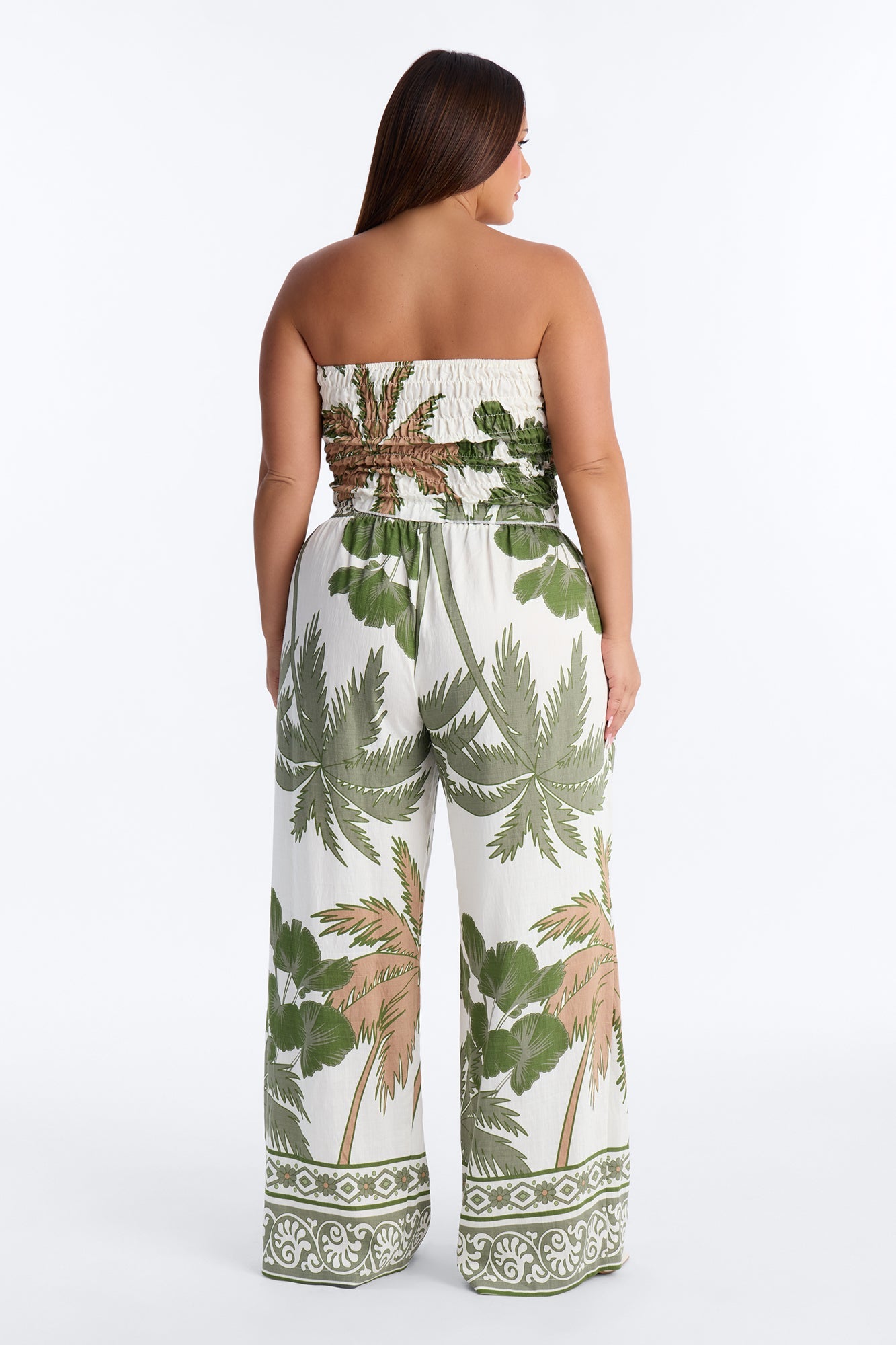Palm Paradise Strapless Pant Set - Olive/combo