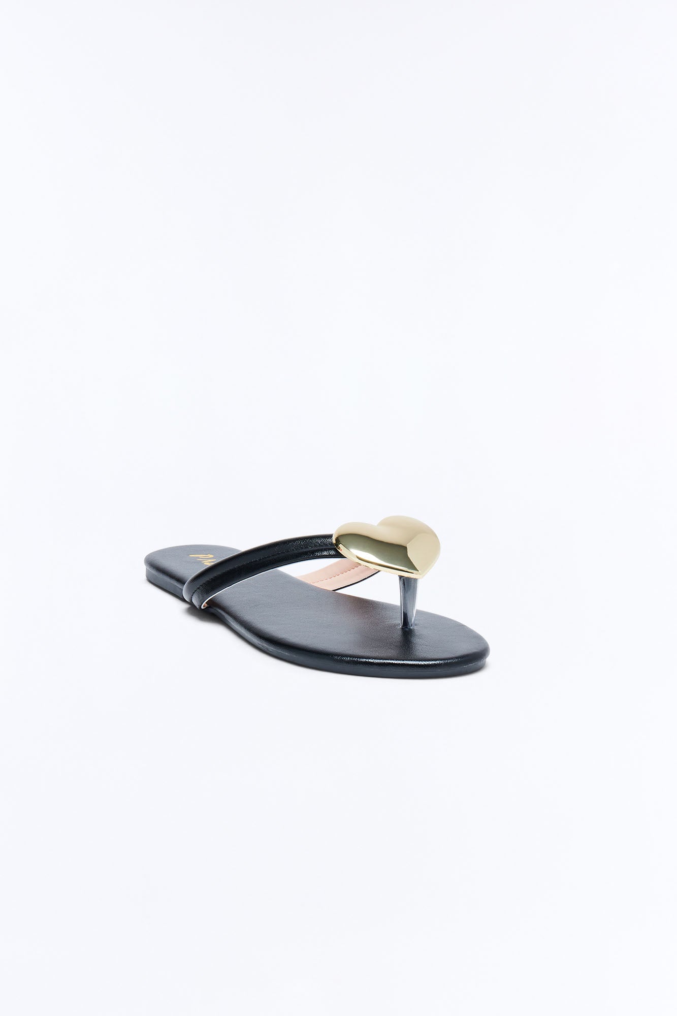 Camia Heart Flip Flops - Black