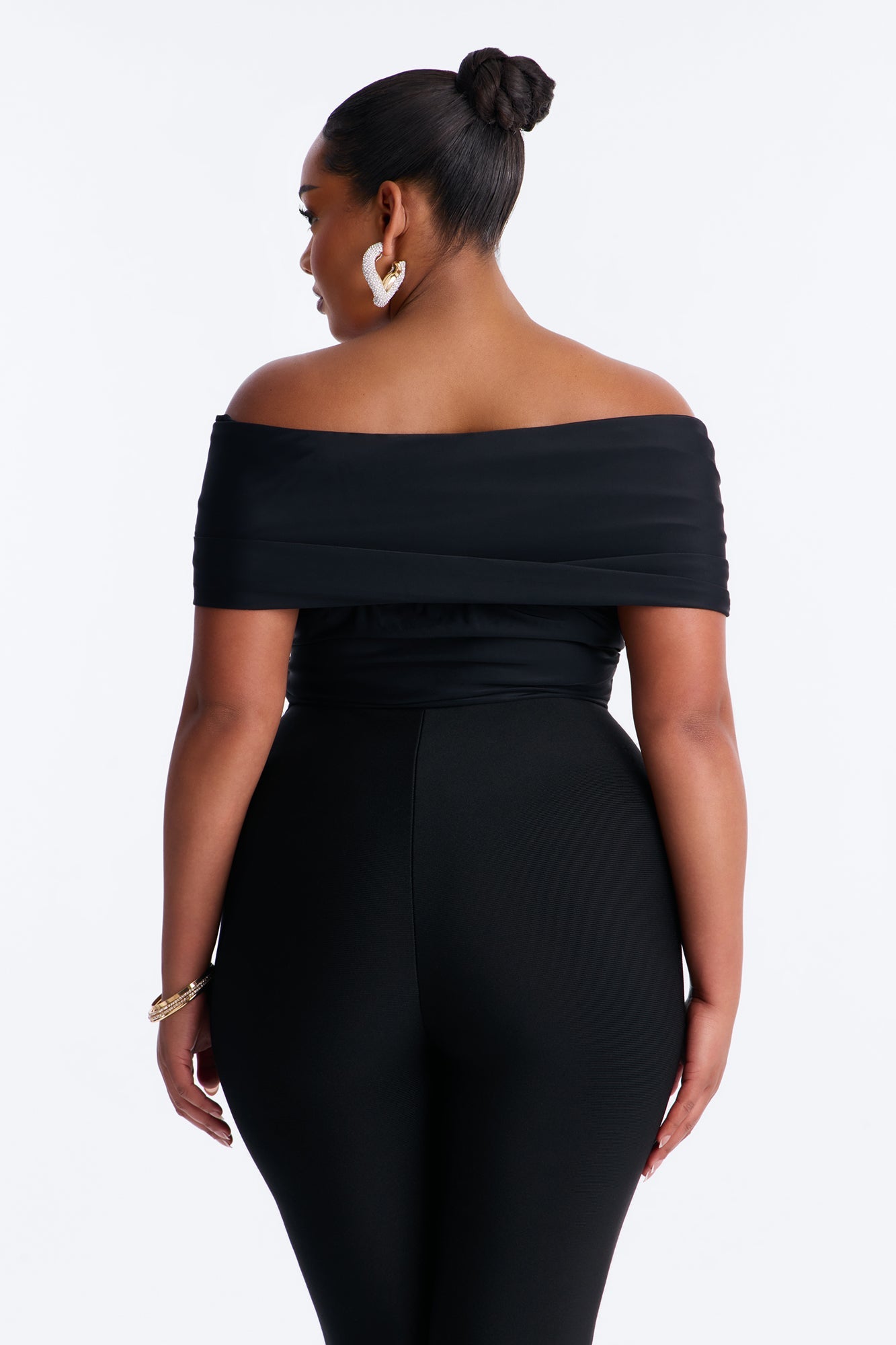 Nina Off Shoulder Ruched Crop Top - Black Fashion Nova