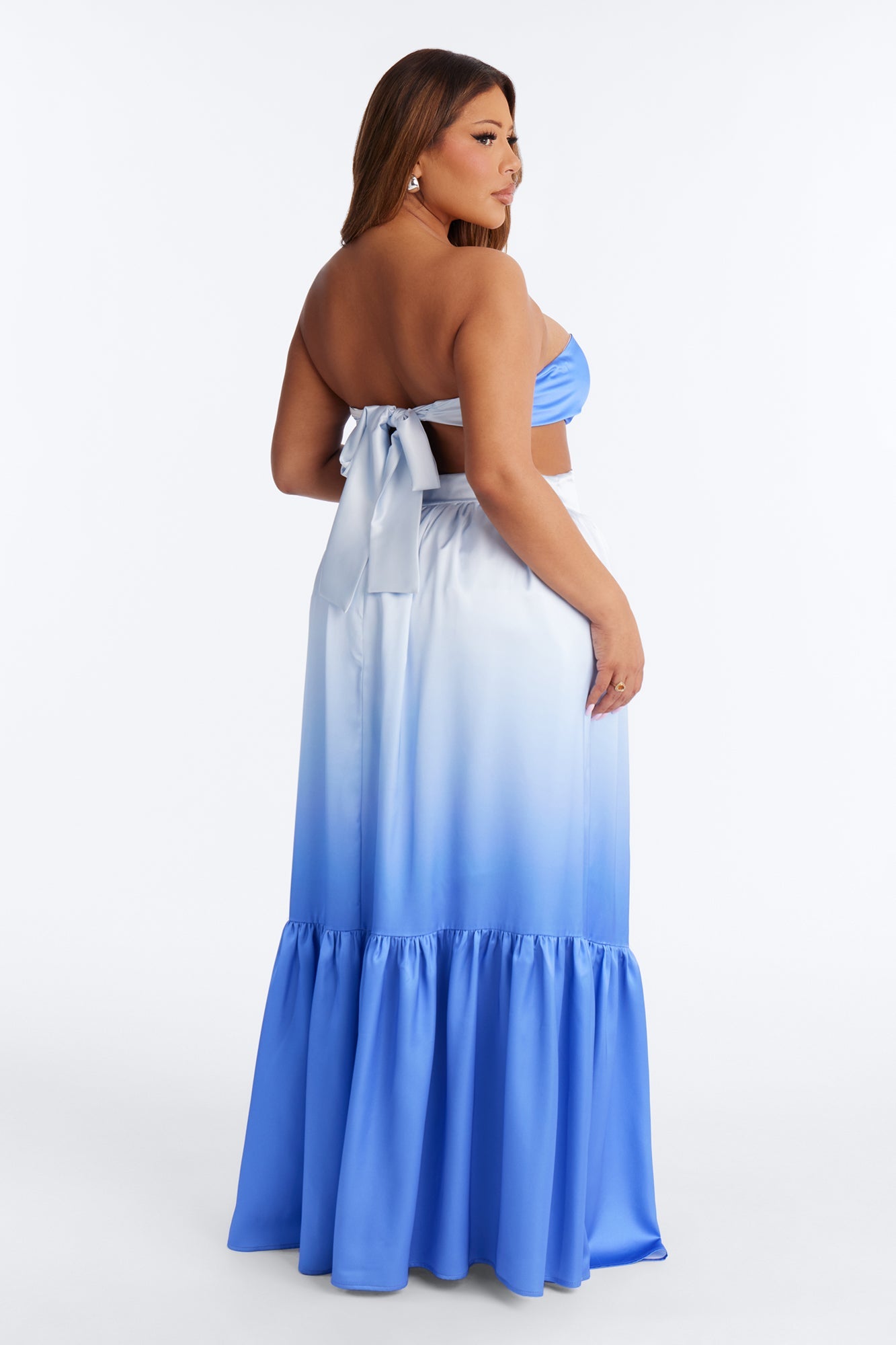 Emerson Ombre Satin Gown - Blue/combo