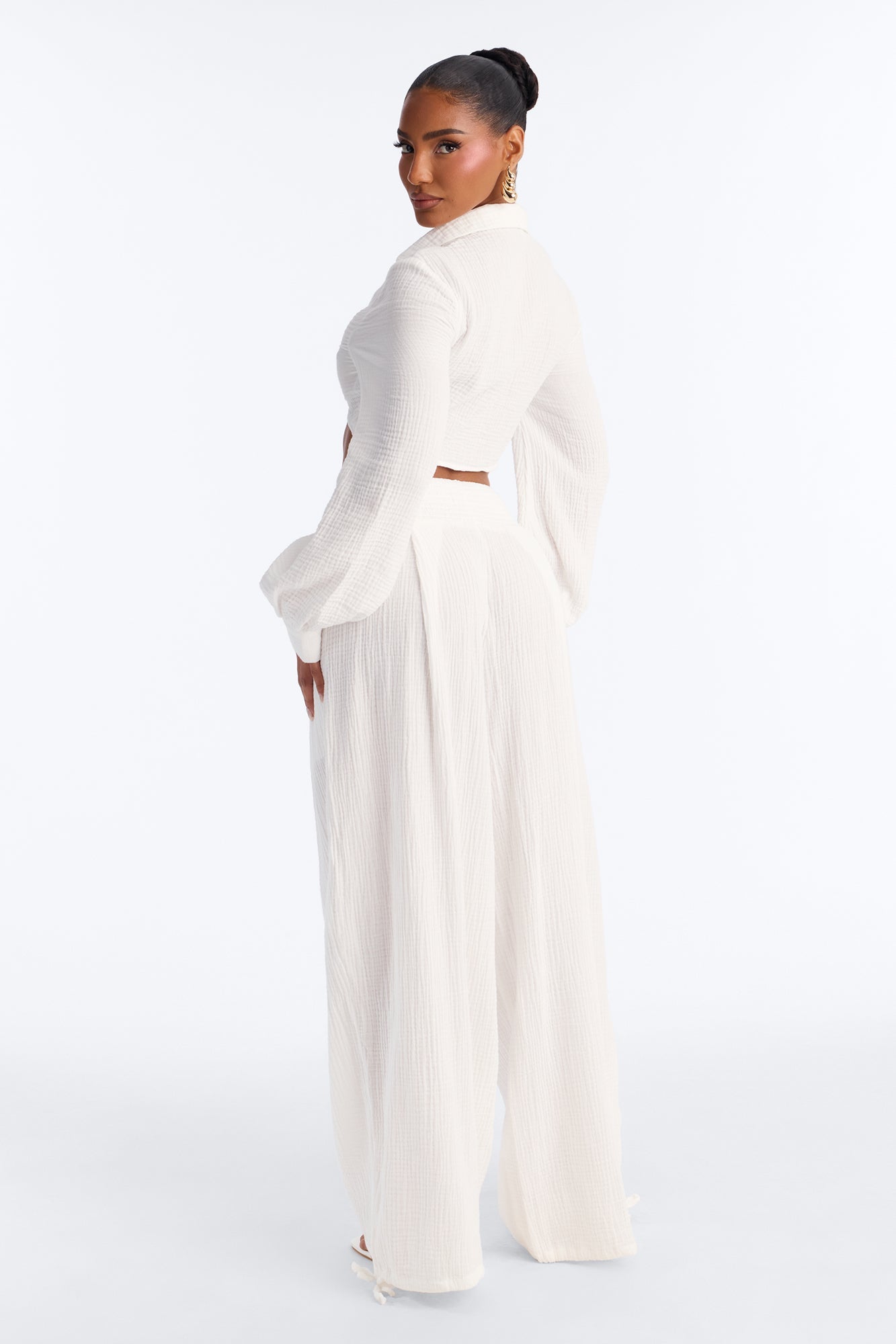 Bianca Gauze Jogger Set - White