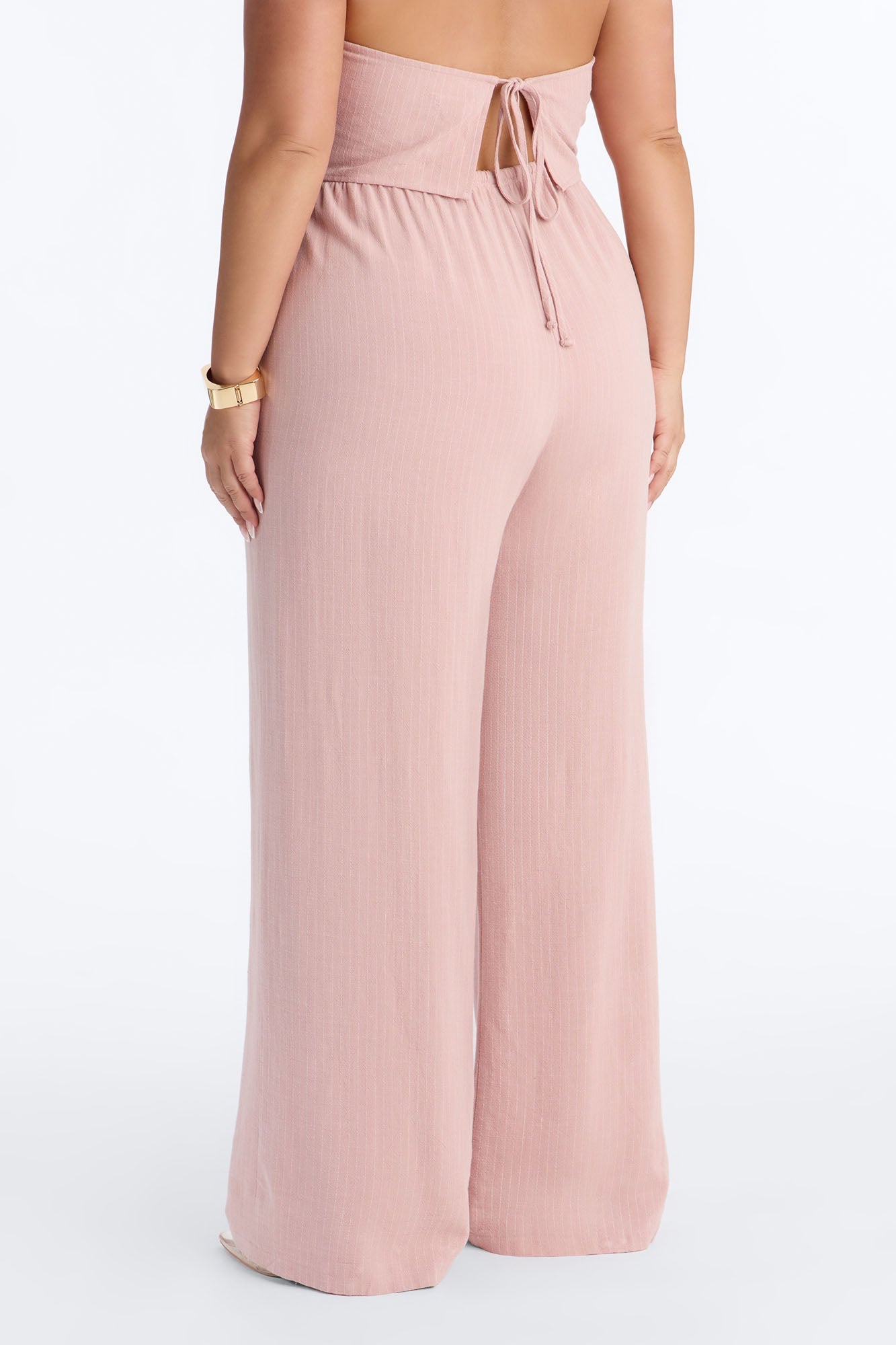 Girl Gone Wild Pinstripe Low Rise Wide Leg Pant 30″ - Blush