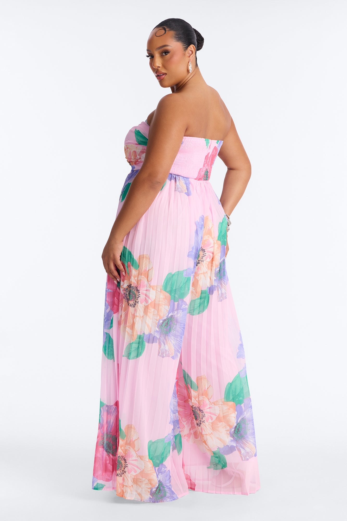 Chelley Chiffon Floral Wide Leg Jumpsuit - Pink
