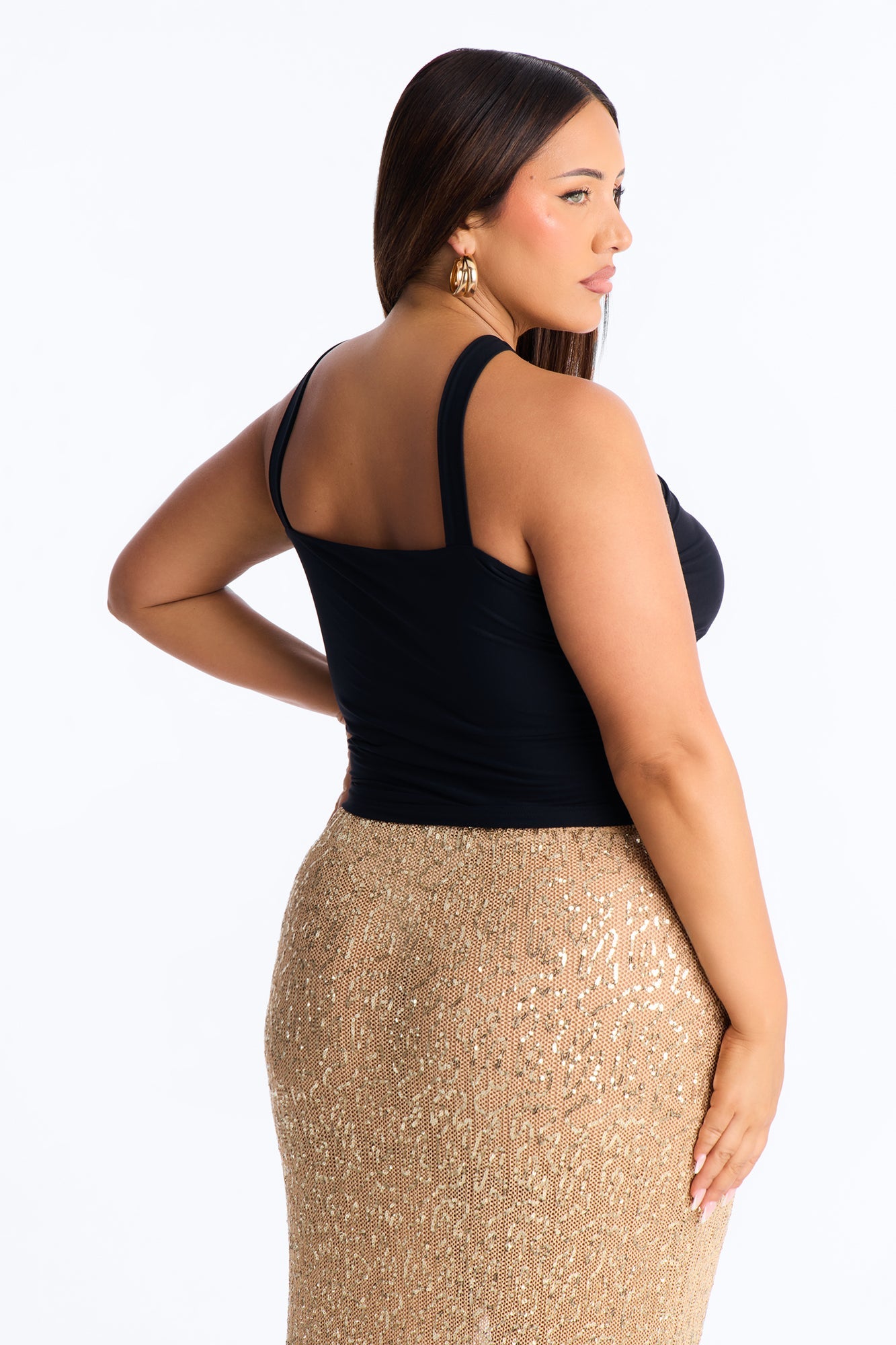 Cara Cut Out Hardware Halter Top - Black