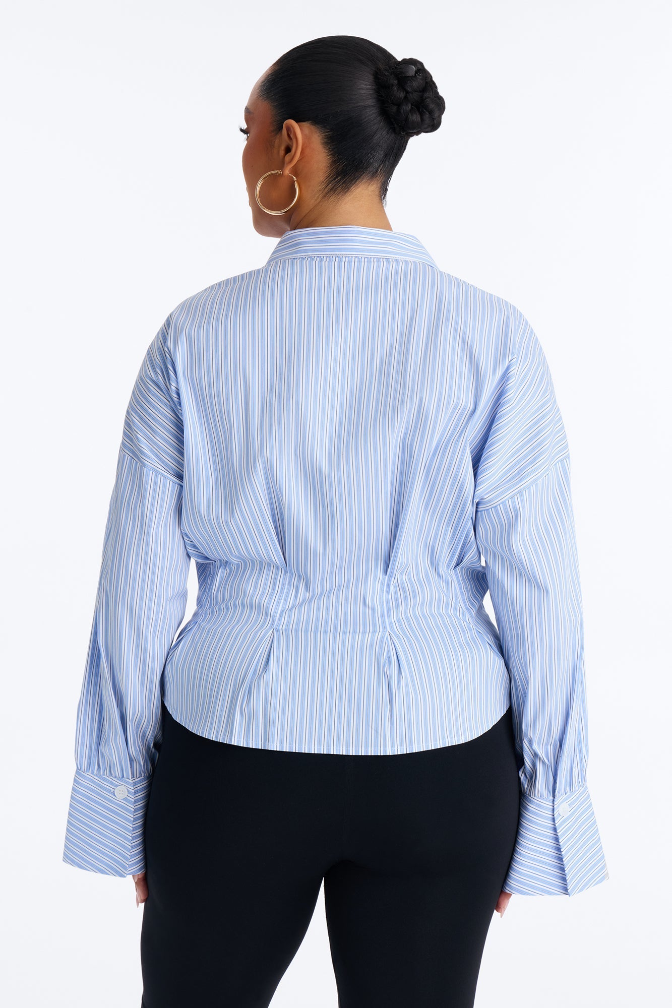 Living Proof Pleated Stripe Poplin Shirt - Blue/combo