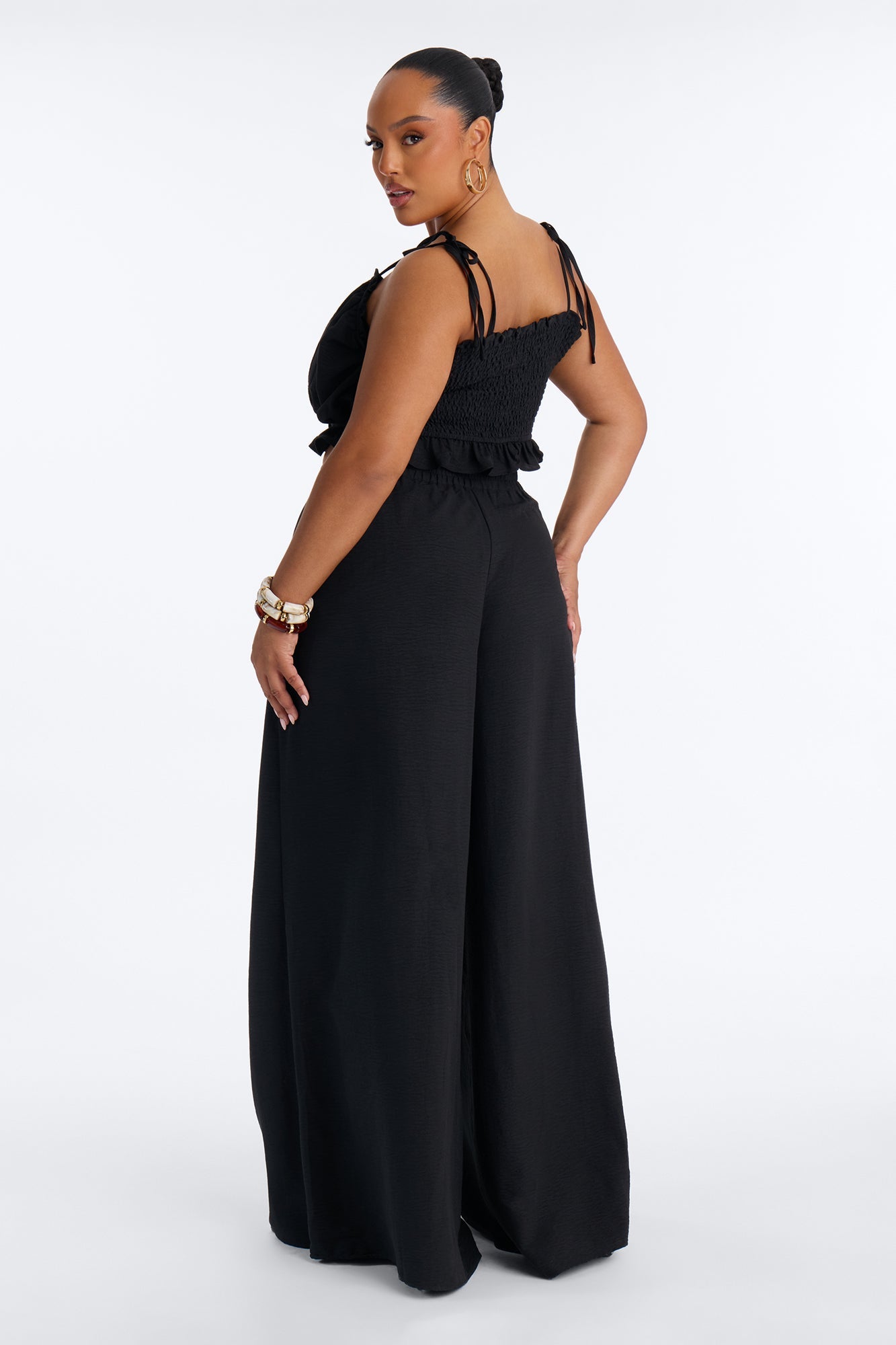 Kenya Wide Leg Pant Set - Black