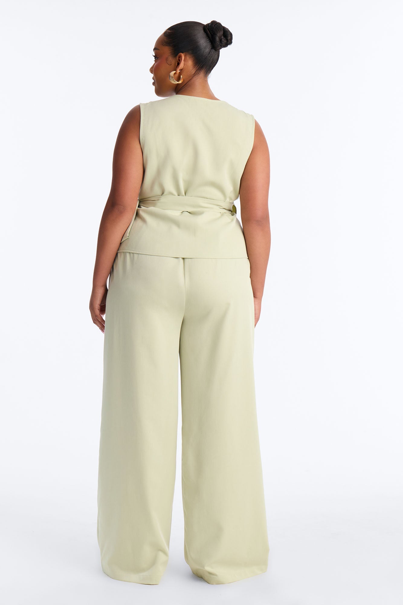 Sarah Fitted Vest Pant Set - Sage
