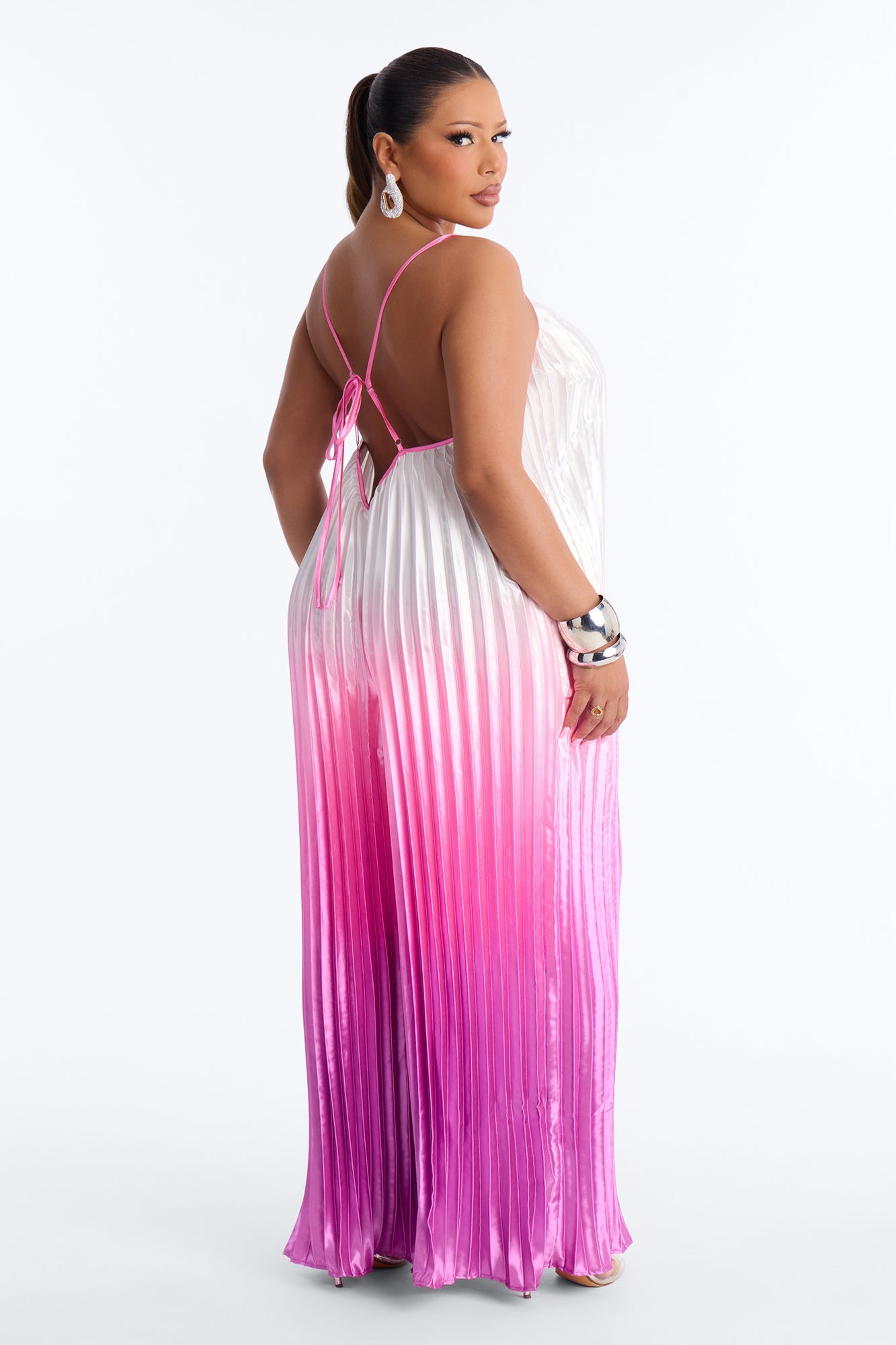 Paige Satin Ombre Wide Leg Jumpsuit - Pink