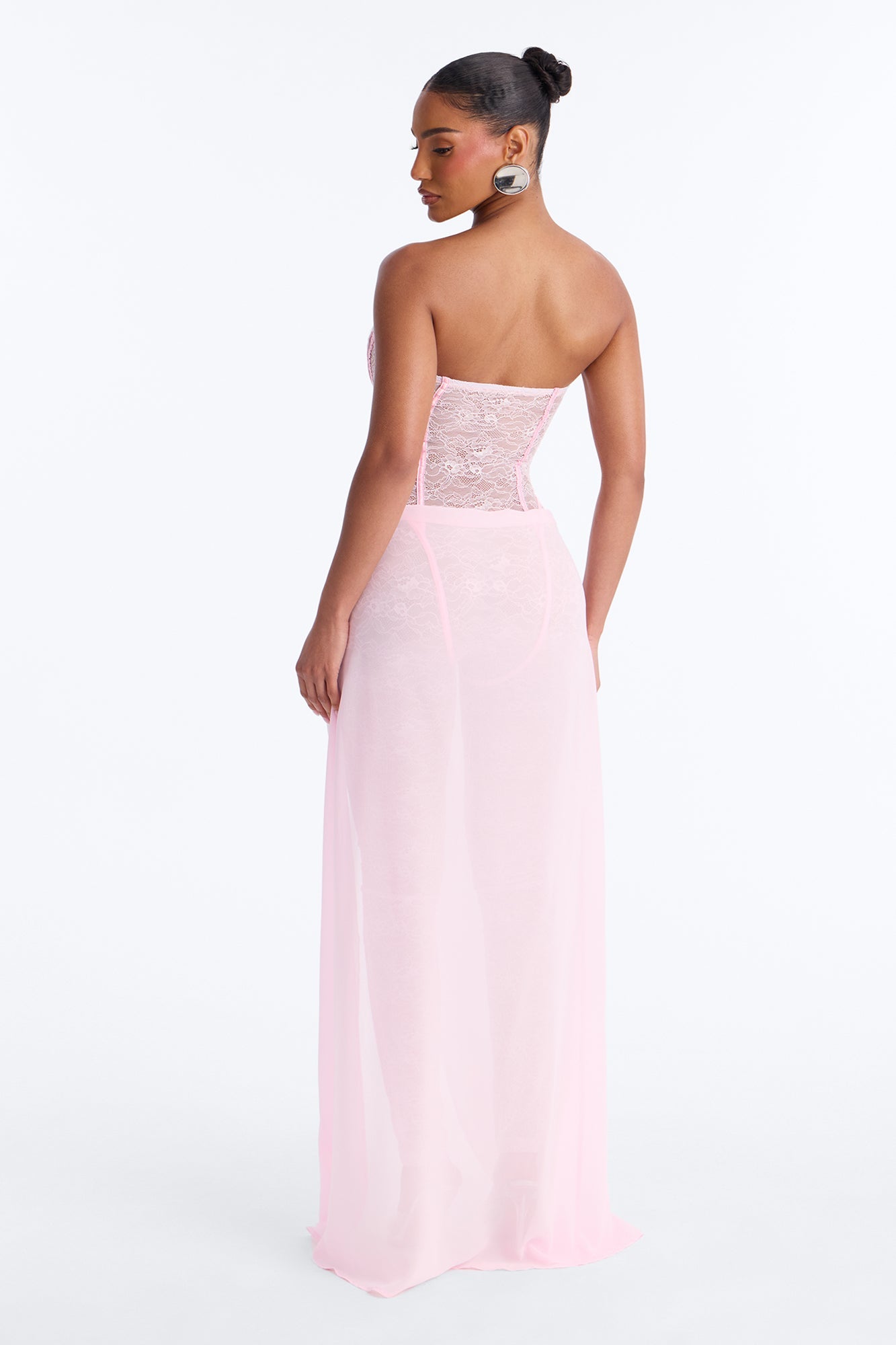Illiana Lace Draped Catsuit - Light Pink