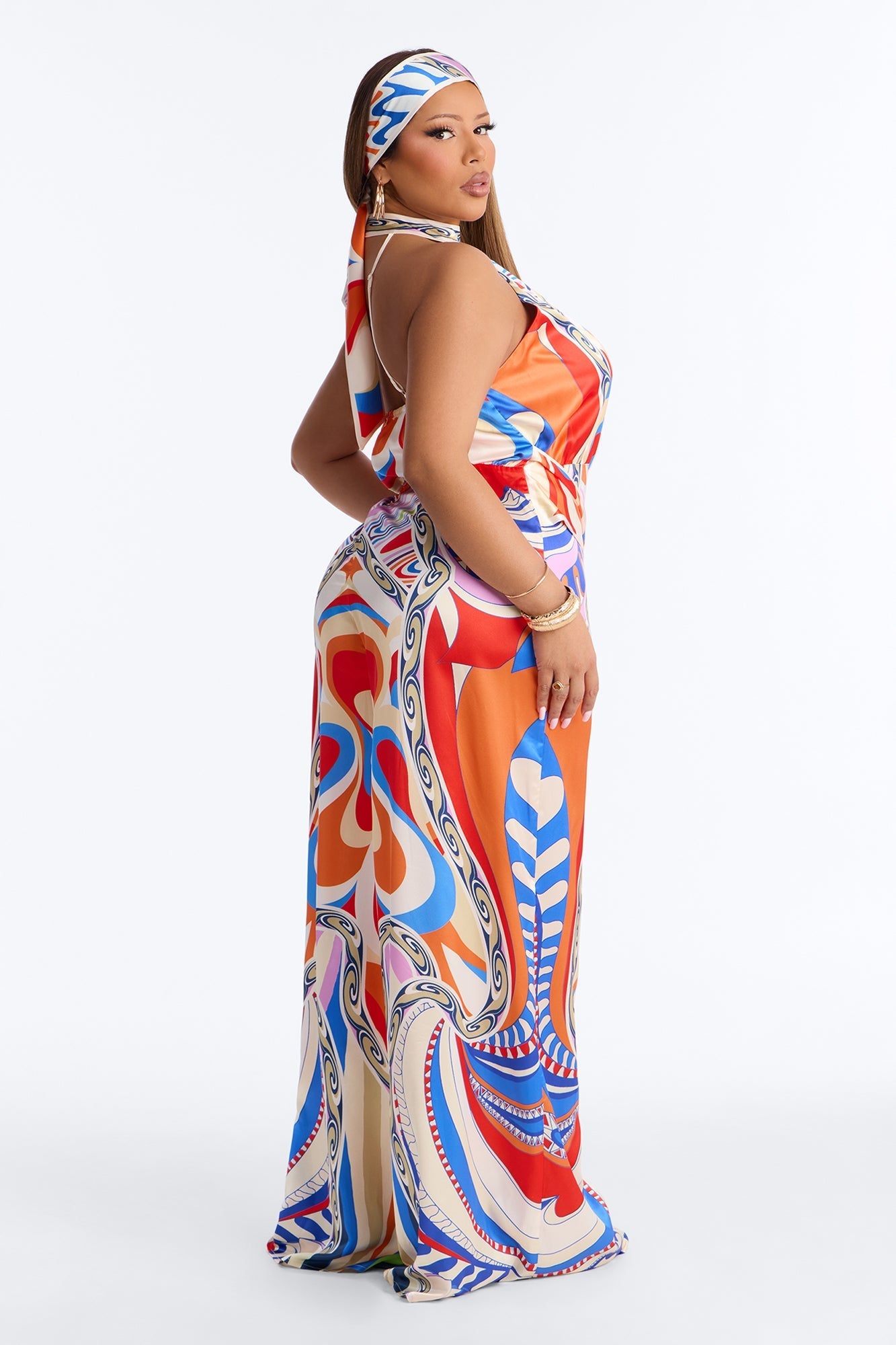 Painted Dream Abstract 2 Piece Satin Jumpsuit - Multi Color Fashion Nova