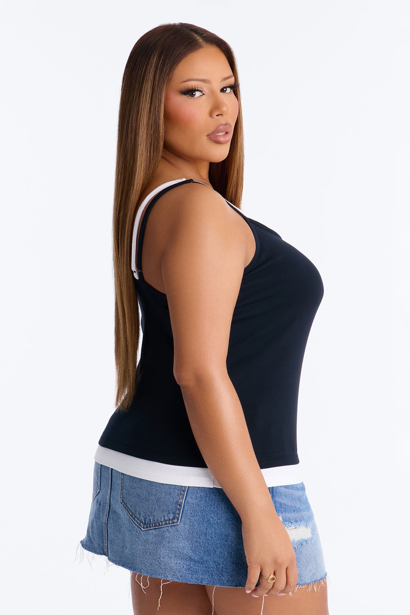 Soho Babe Double Layered Cami Top - Black/White
