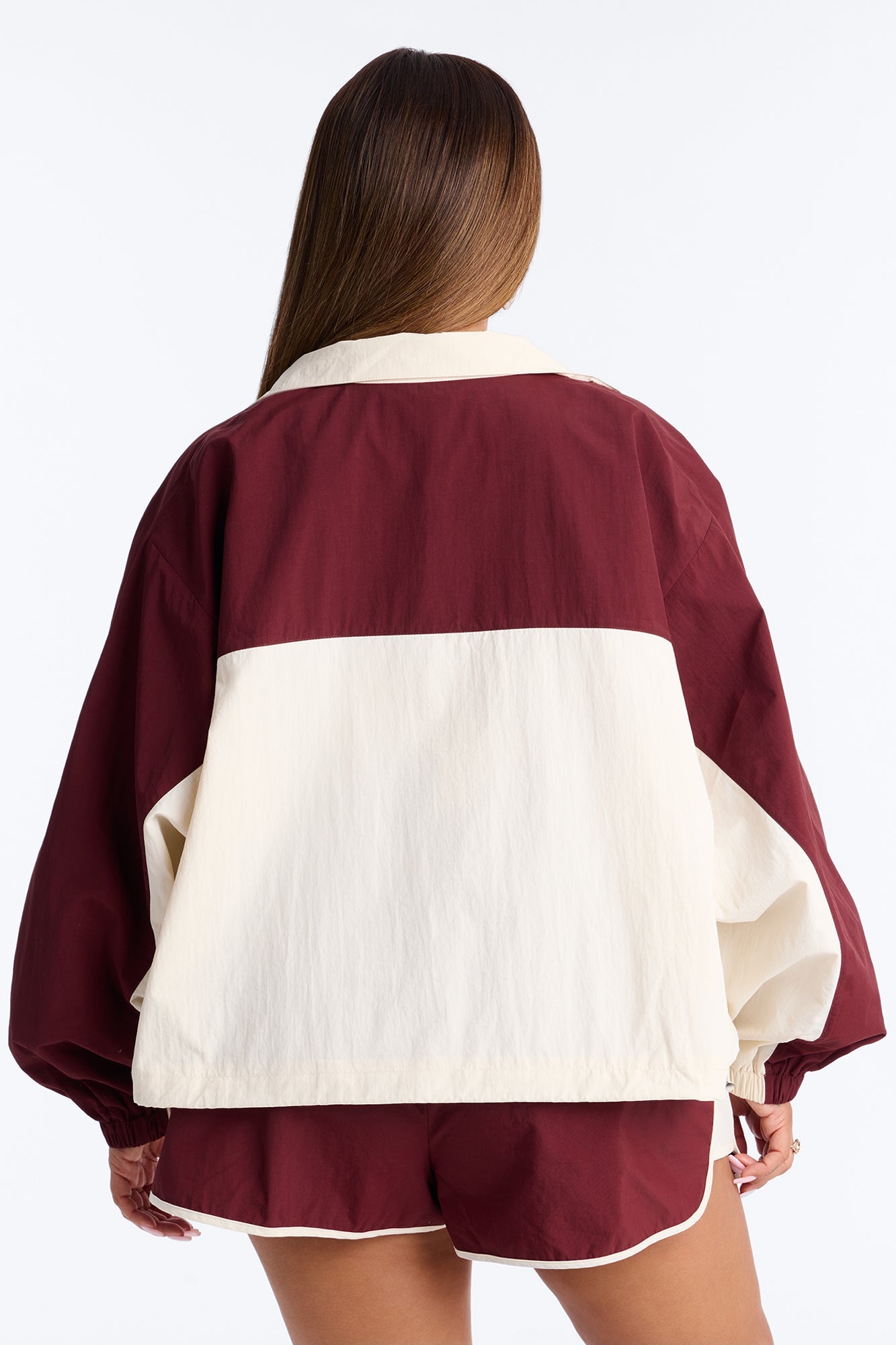 Extra Mile Color Block Windbreaker Jacket - Burgundy