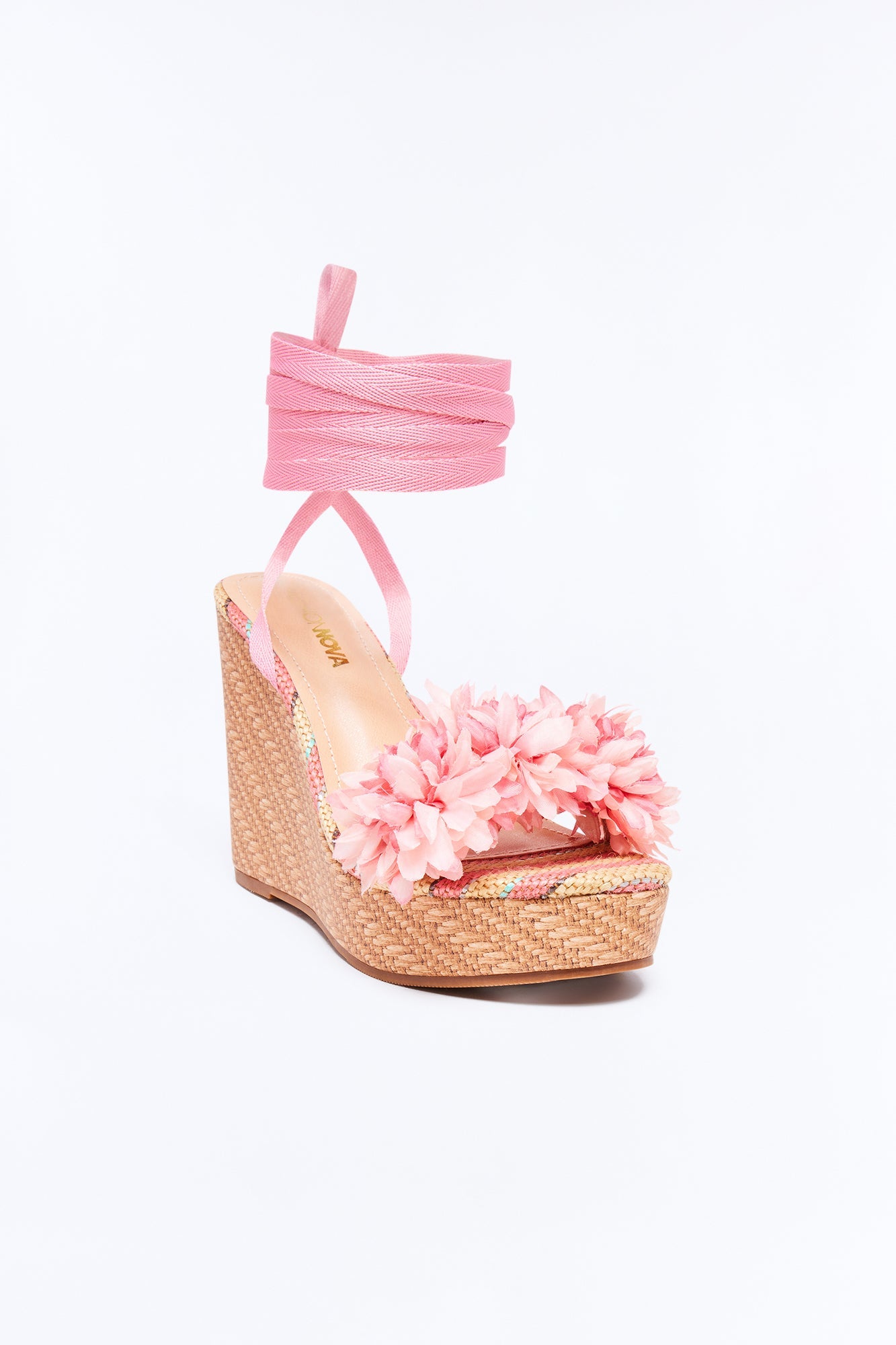 Lomie Flower Wrap Up Wedges - Pink
