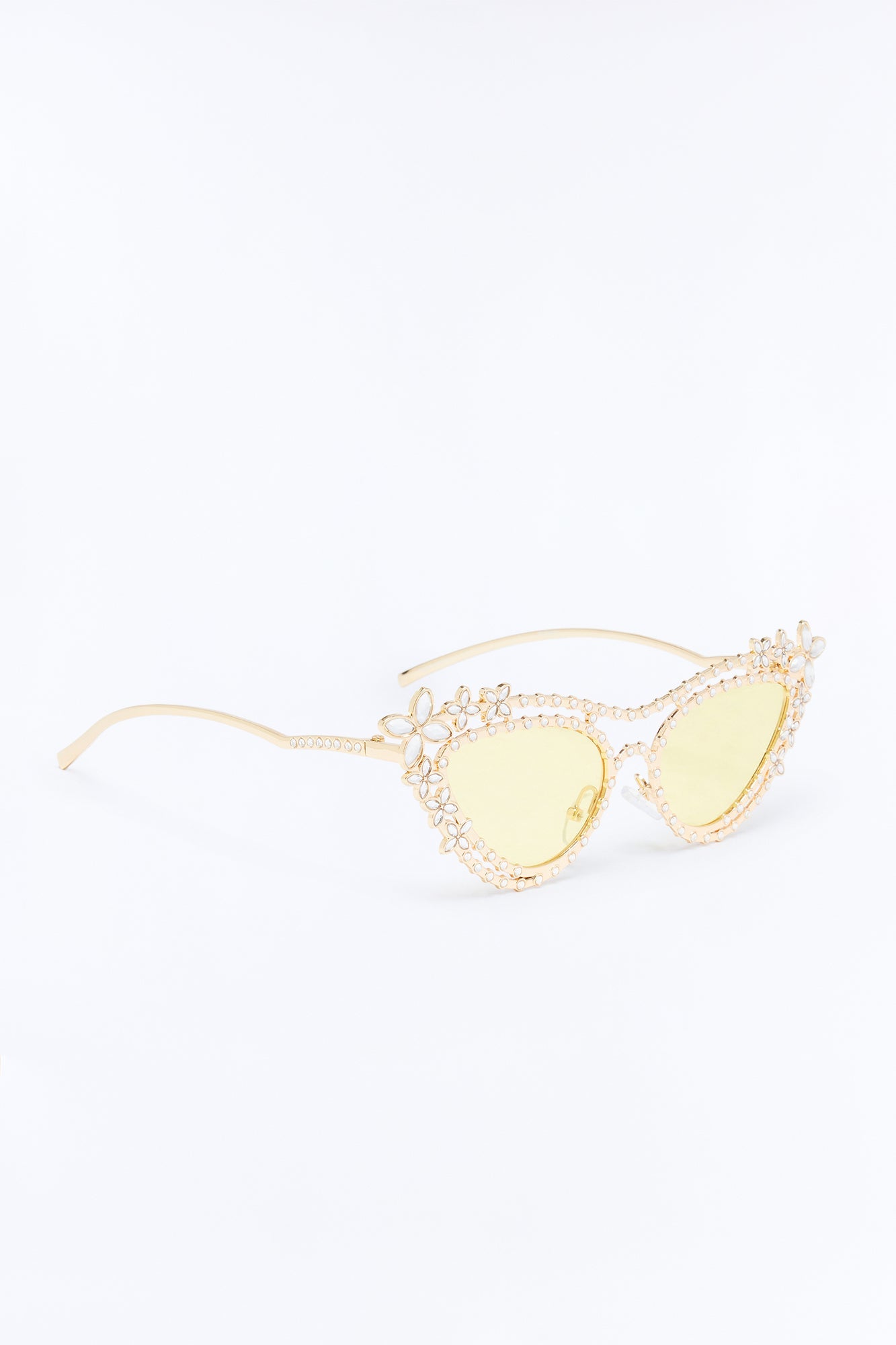 Poppy Rhinestone Sunglasses - Gold/Yellow