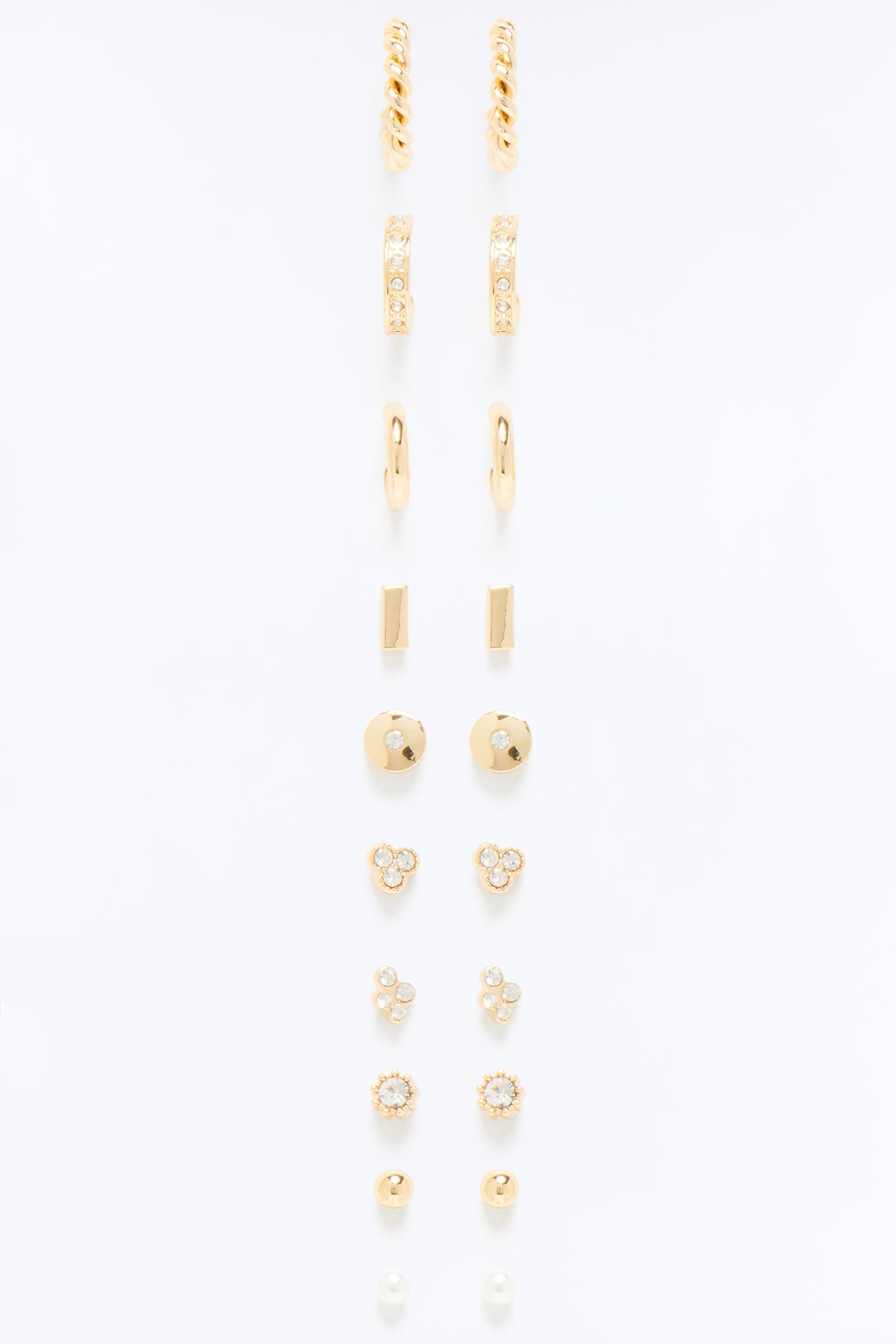 Effortless Rotation 10 Pair Multi Earring Set - Gold