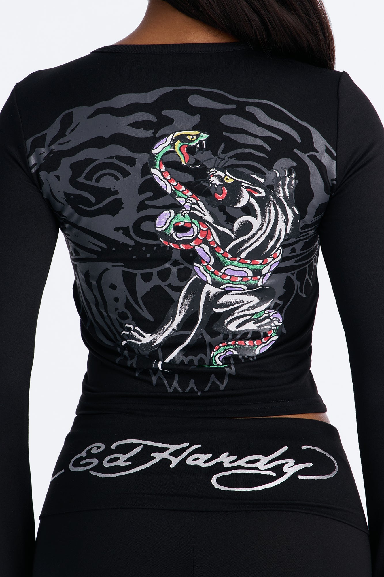 Ed Hardy Love Kills Flare PJ Pant Set - Black