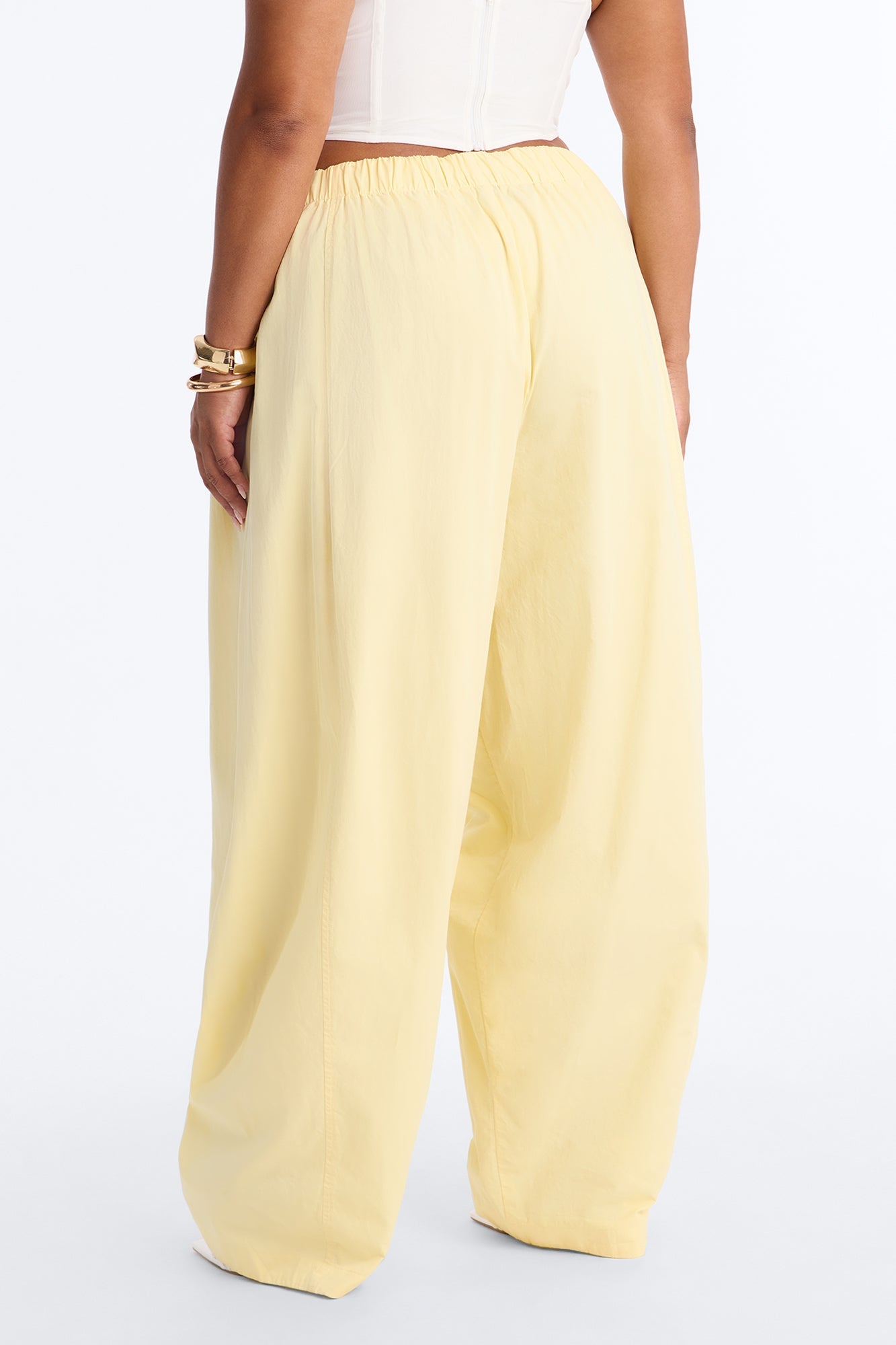 Maggie Low Rise Drawstring Wide Leg Pant 32″ - Butter Yellow