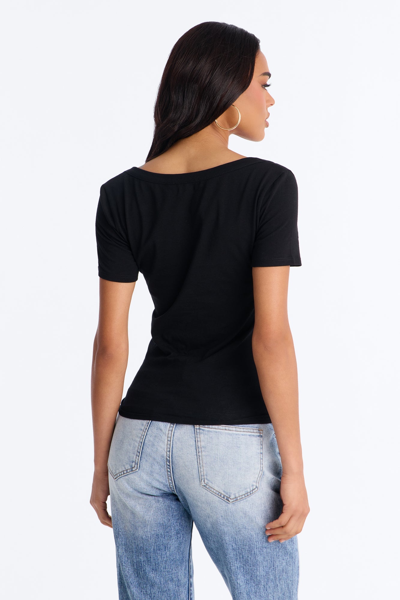 Sally Scoop Neck T-shirt - Black