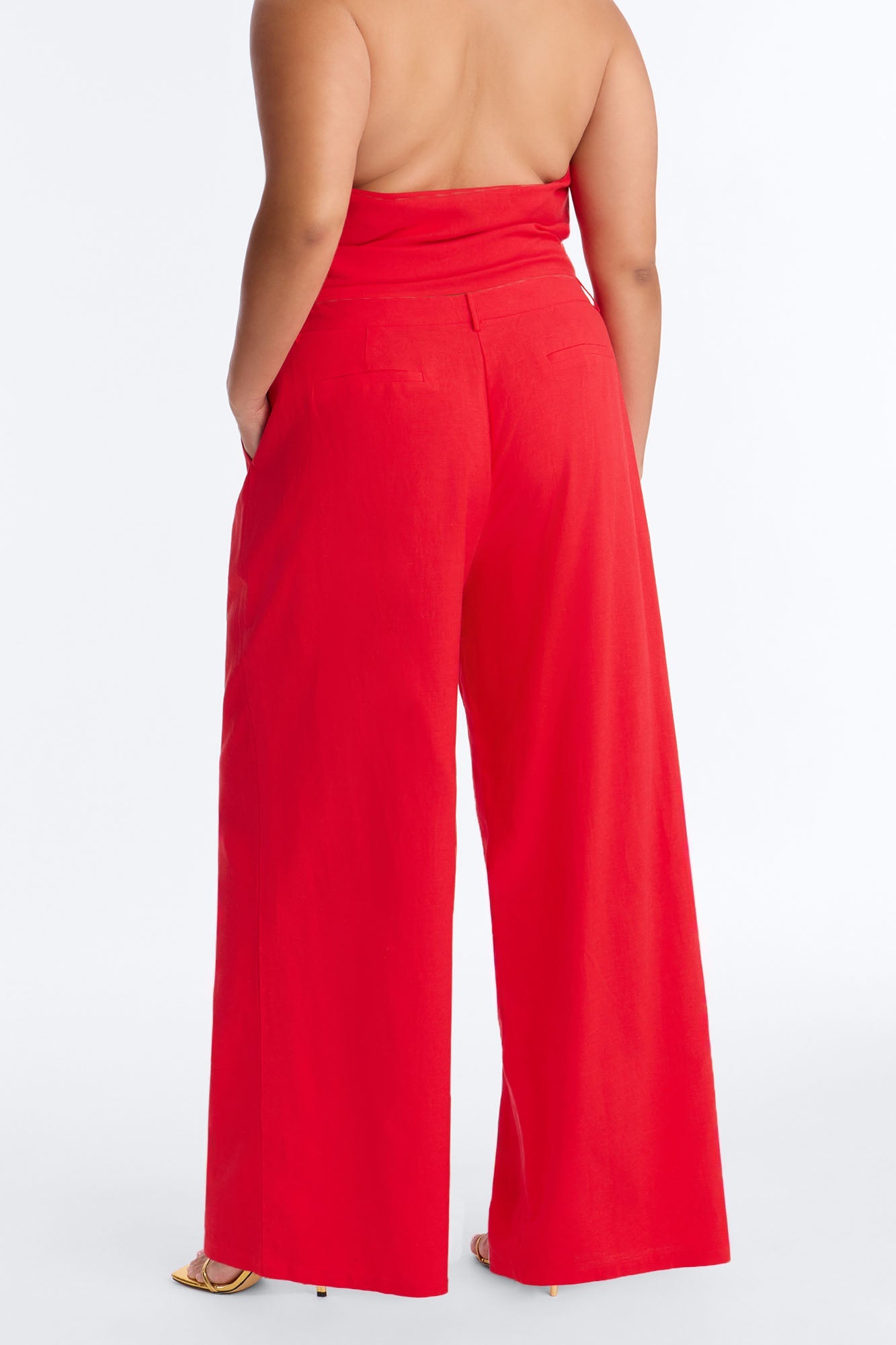 Ocean Breeze Linen Low Rise Pant 33″ - Tomato Red