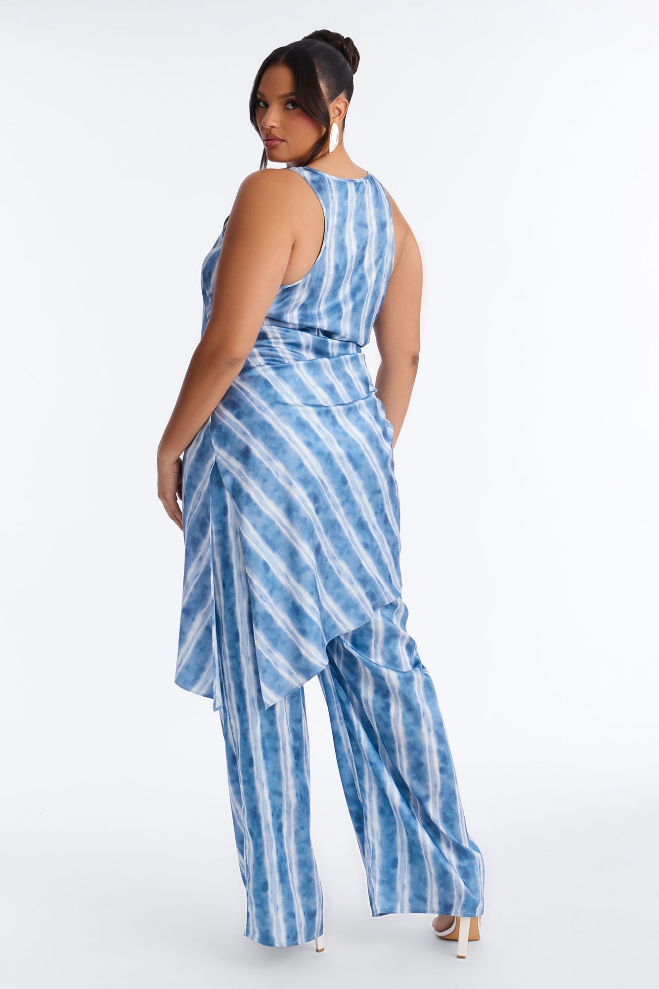 Pacific Blue Satin Pant Set - Blue