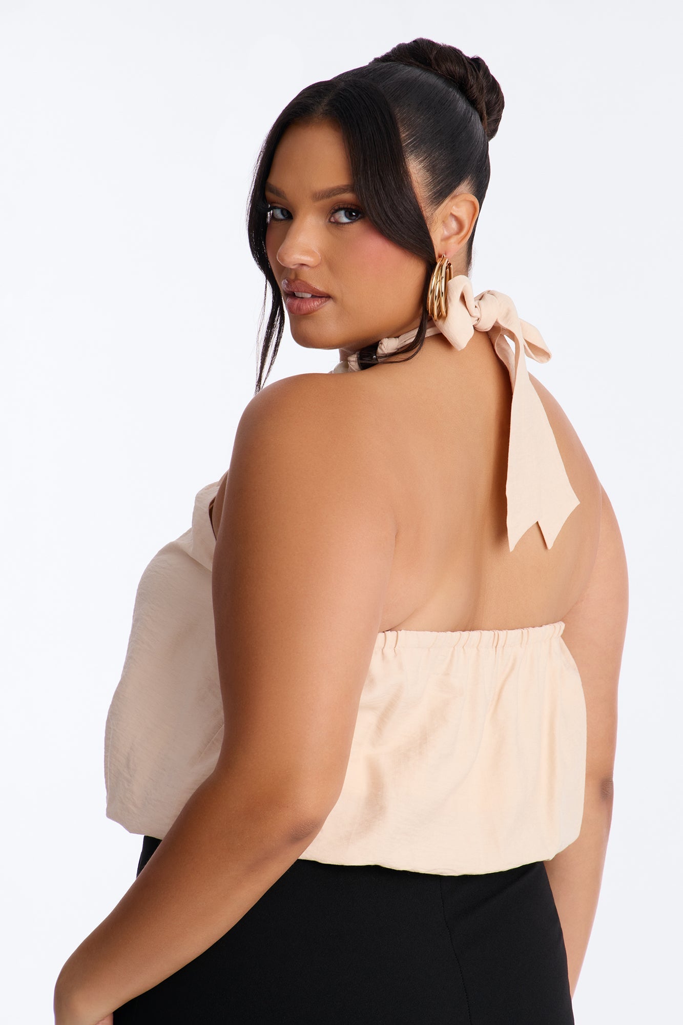 Beach Breeze Beaded Linen Halter Top - Ivory