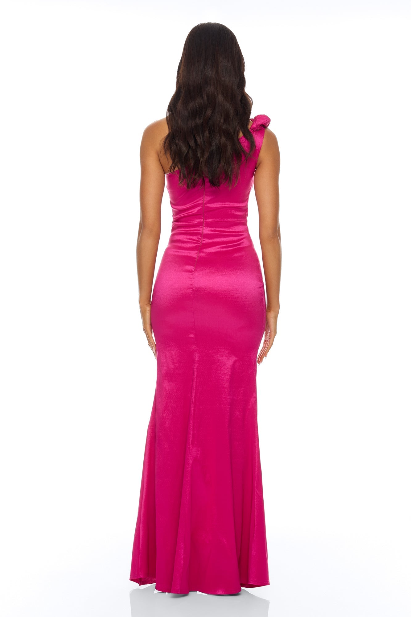 Gabriella Pleated Taffeta Gown - Hot Pink