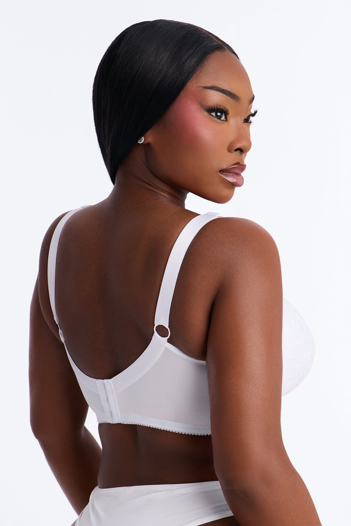 Just Once Full Figure Lace Wireless 2 Pack Bra - White/Black