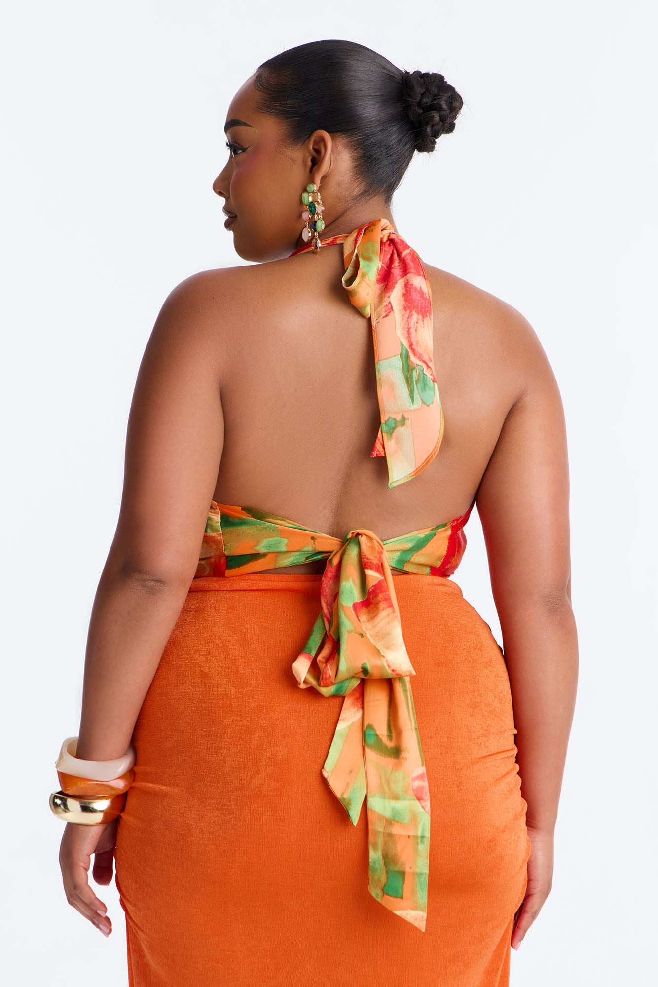 Vitamin Sea Overdose Tie Back Floral Satin Top - Multi Color