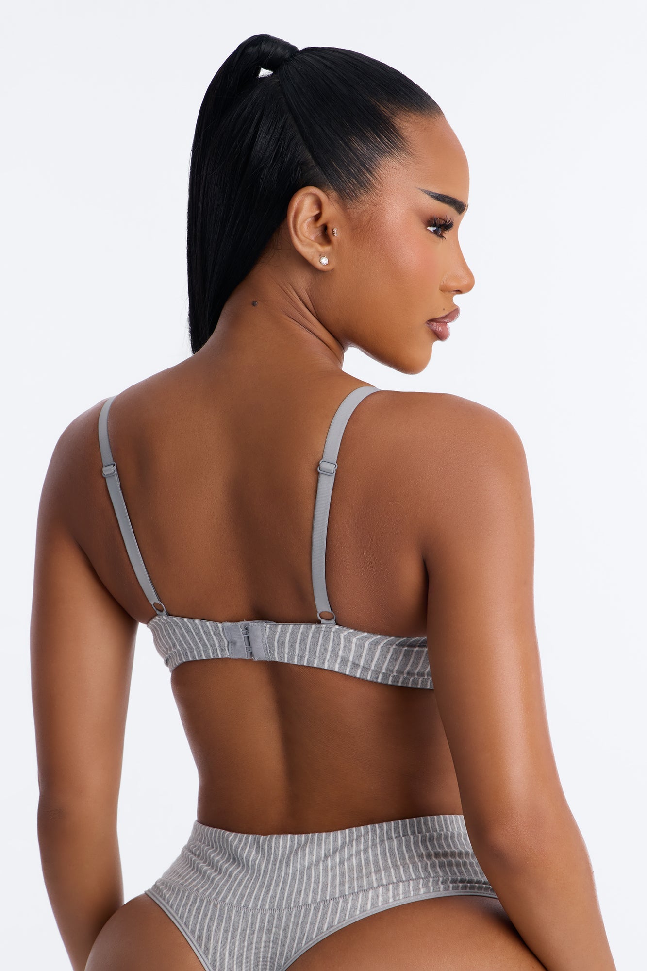 Cotton Stretch Comfort Wirefree Bra - Grey