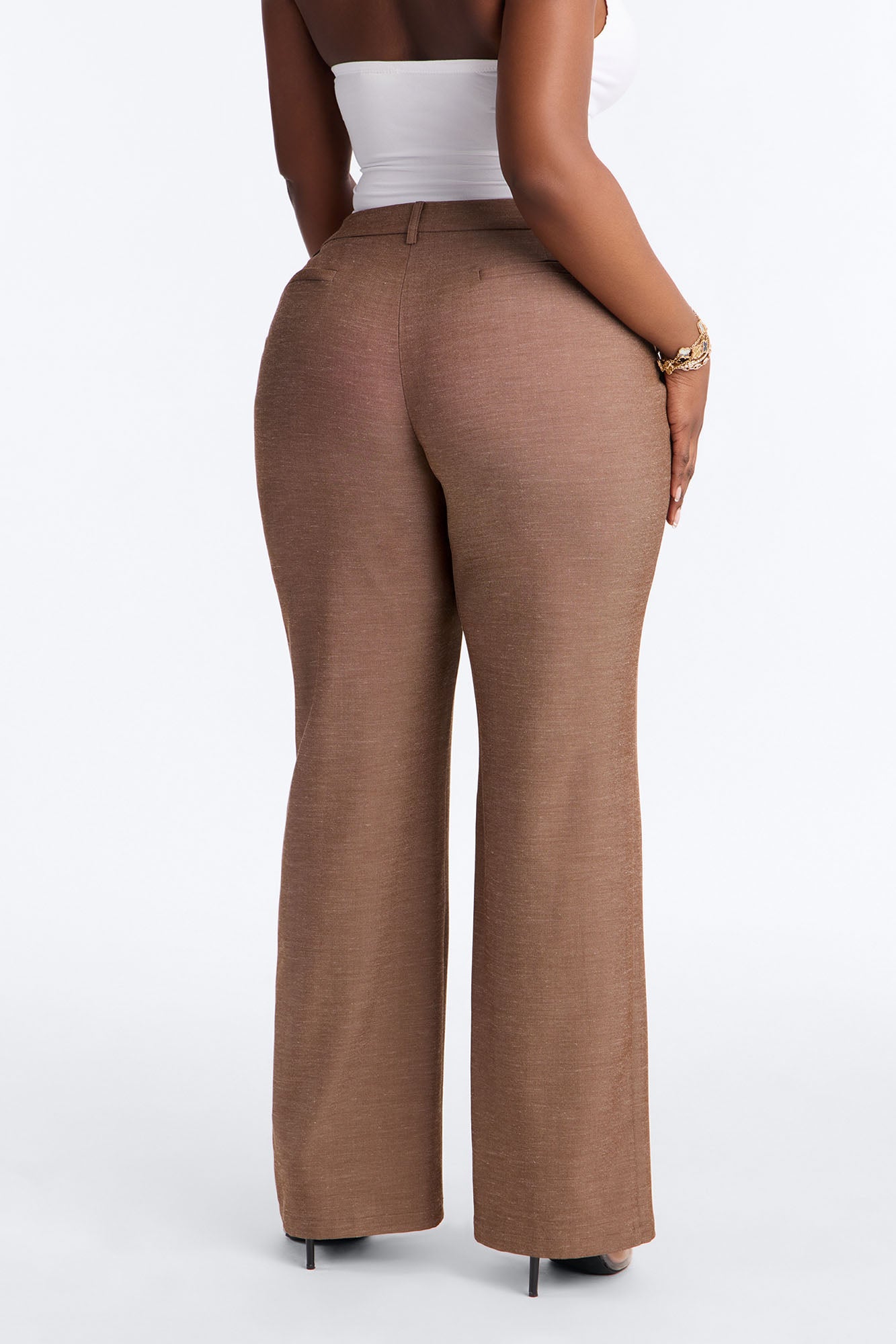 Stacy Low Rise Straight Leg Linen Trouser - Brown