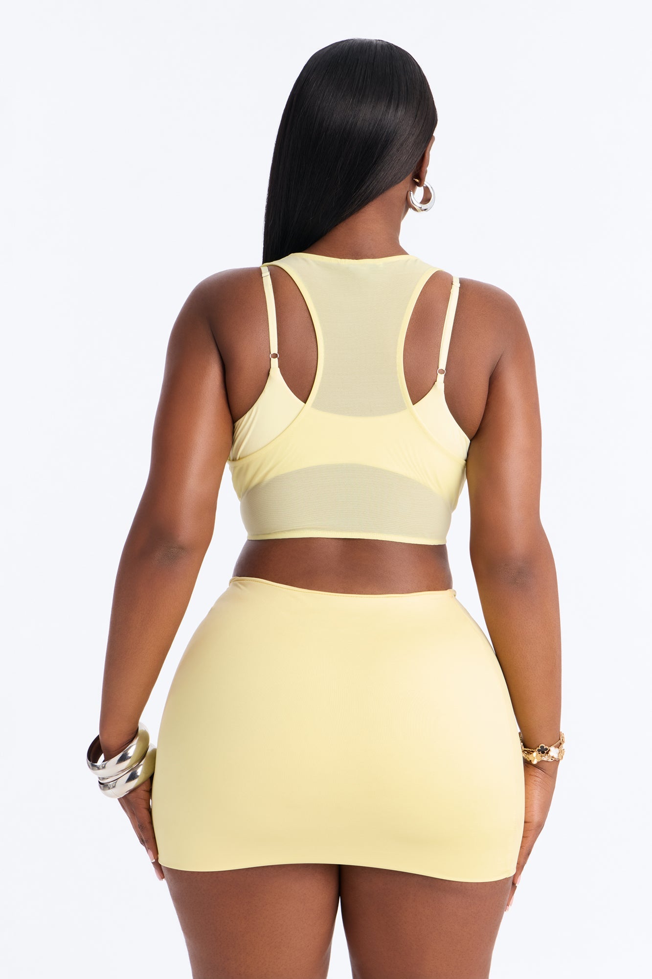 Power Mesh Racerback Bra Top - Yellow