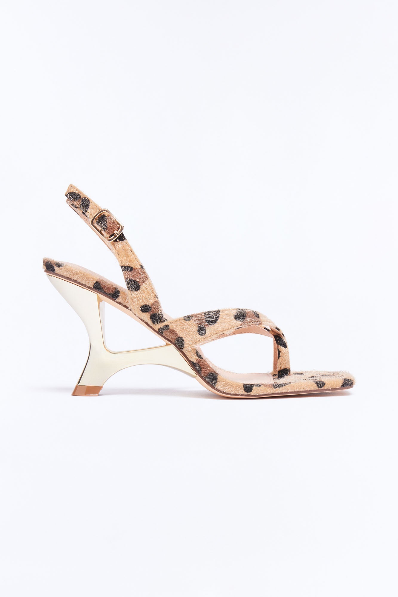 Cyra Thong Slingback Novelty Wedges - Leopard