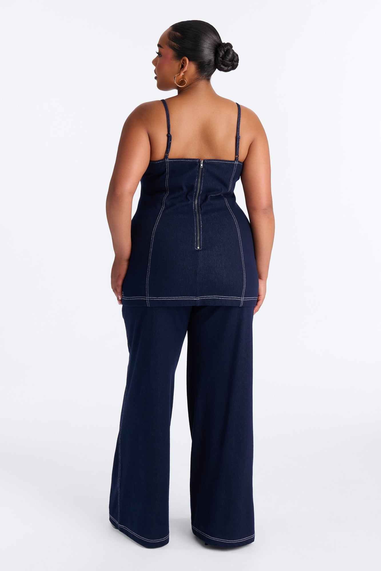 Diana Knit Denim Pant Set - Dark Wash