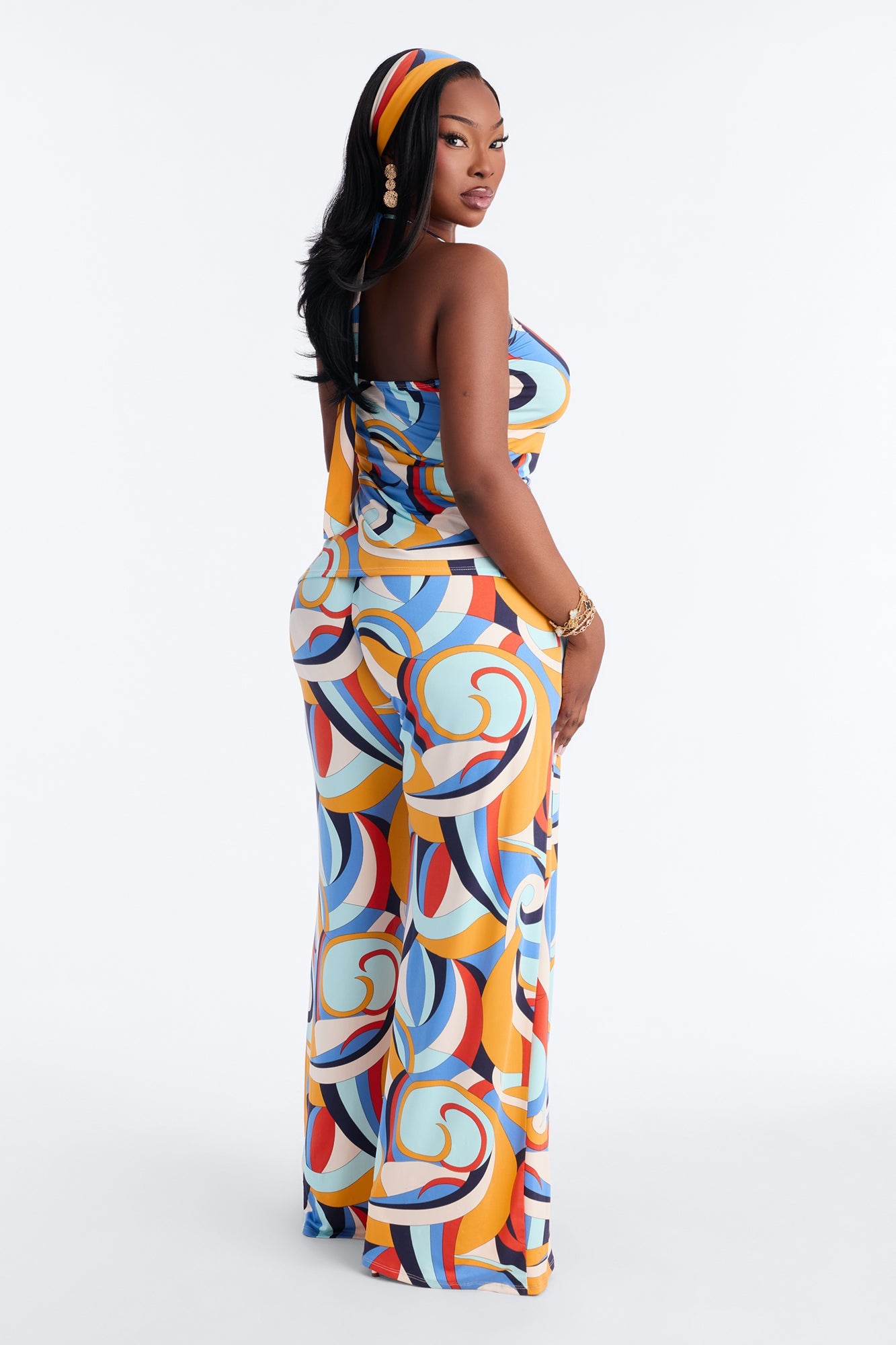 Good Vibes 3 Piece Pant Set - Blue/combo