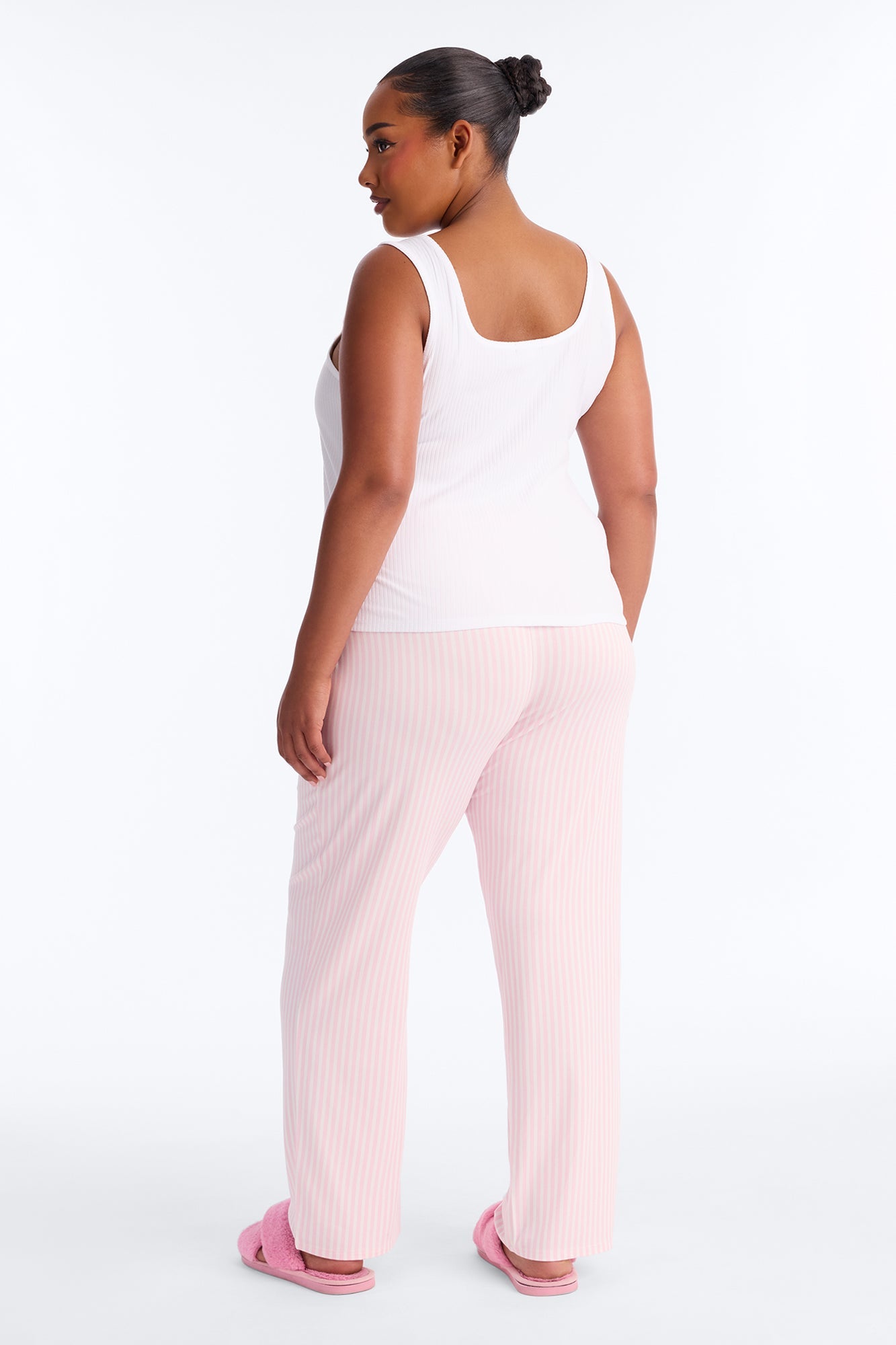 Bow Down Boxer PJ Pant Set - White/Pink