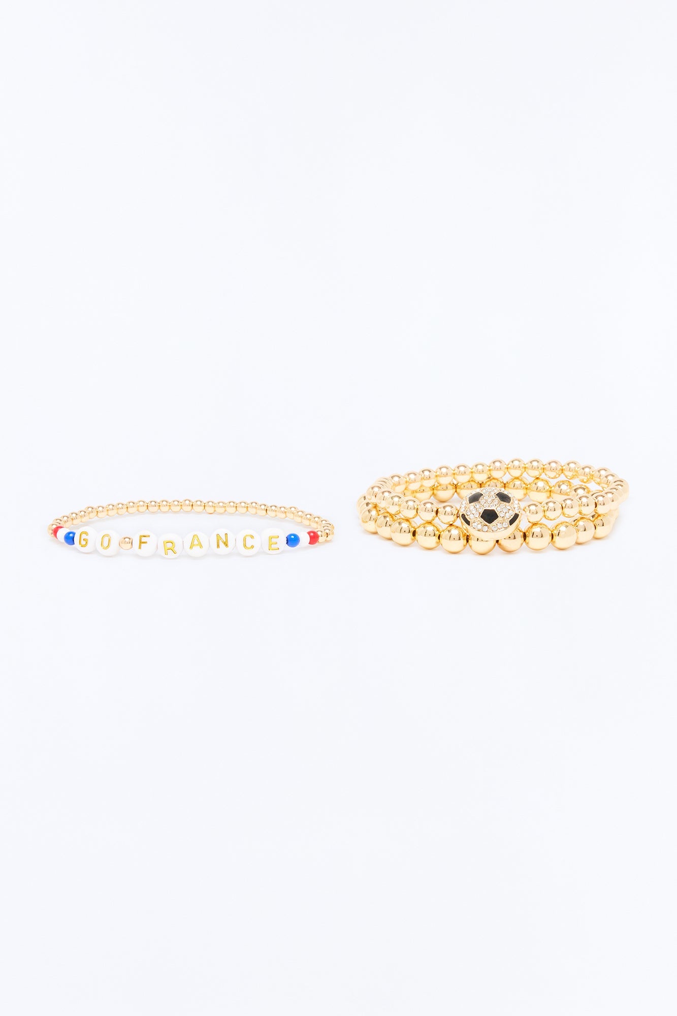 Go France Soccer 3 Piece Bracelet Set - Gold/combo
