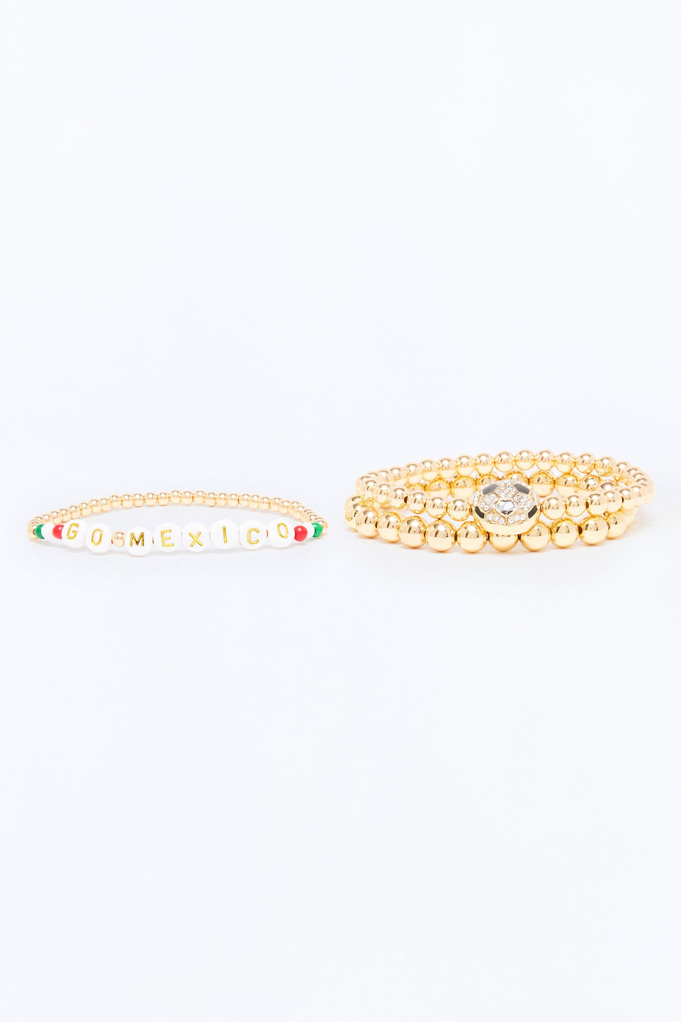 Go Mexico Soccer 3 Piece Bracelet Set - Gold/combo