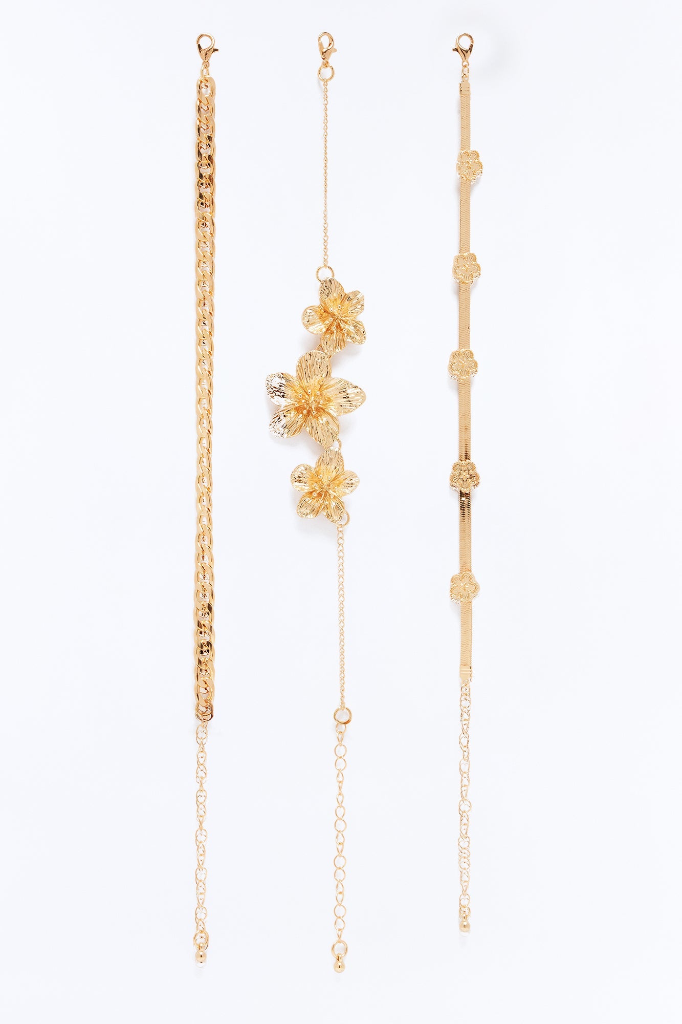 Lost In The Islands 3 Piece Anklet Set - Gold