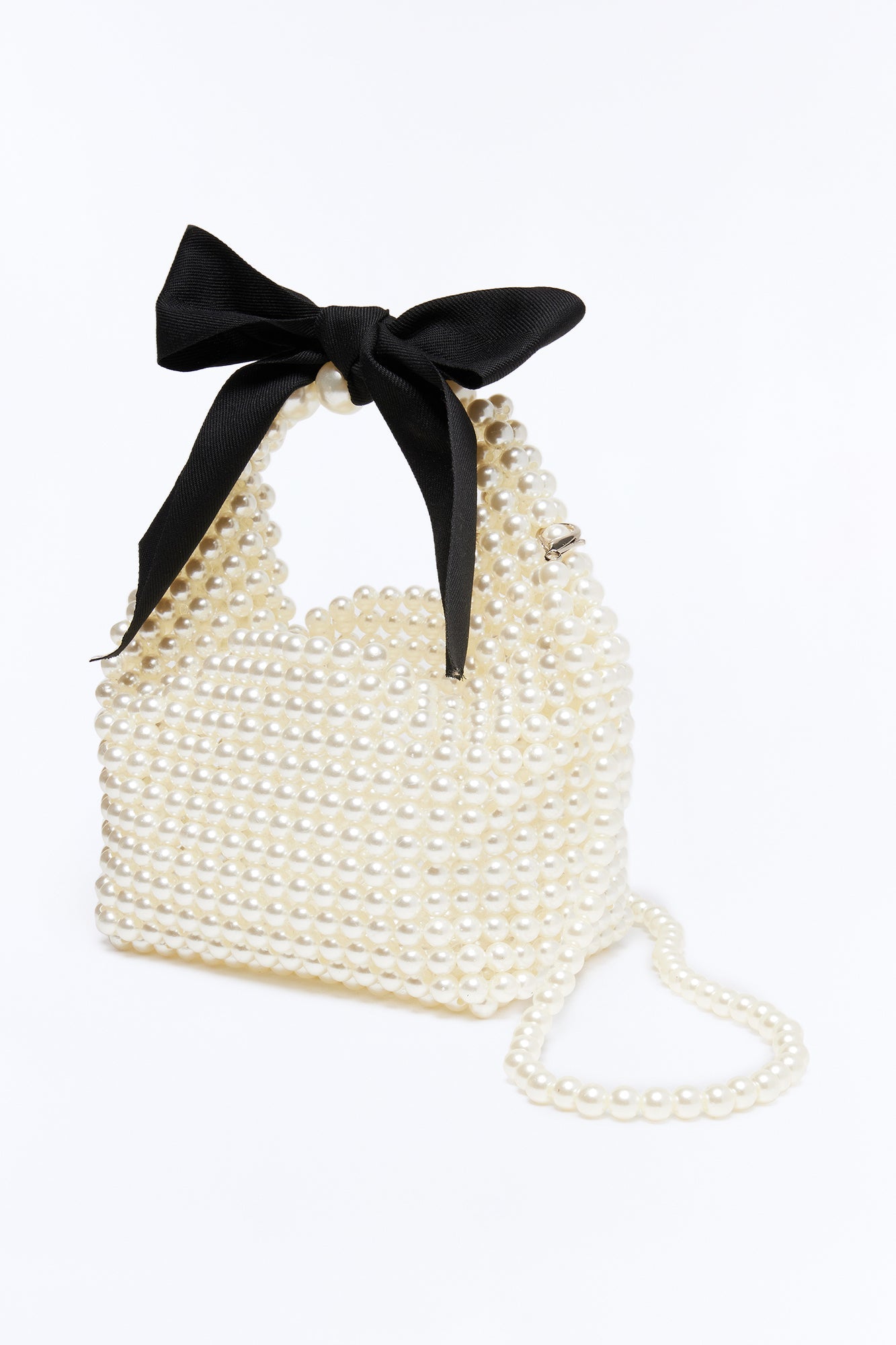 Queen's Pearls Beaded Crossbody Handbag - White/combo