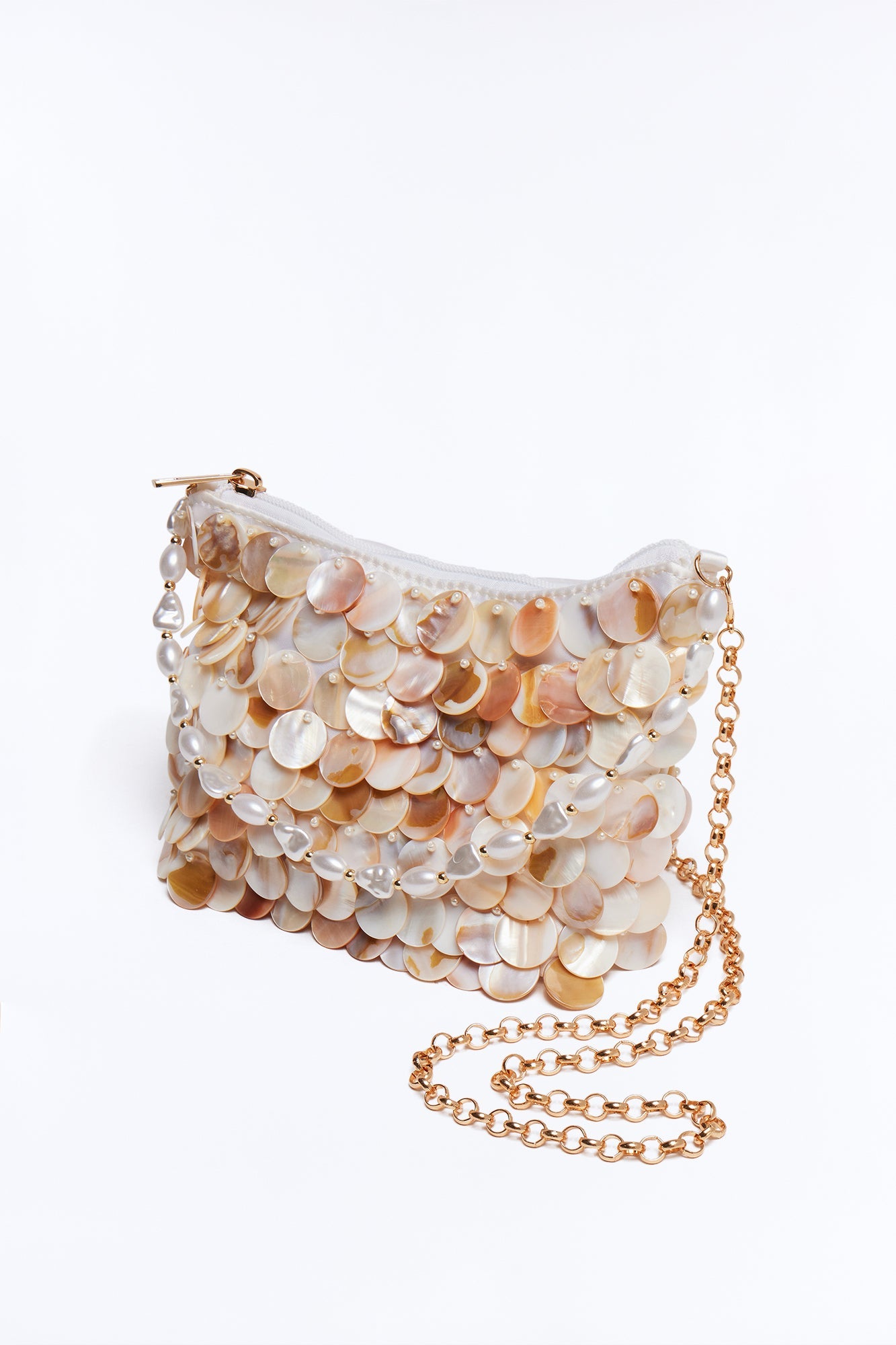 In Tulum Seashell Satchel Handbag - Natural/Combo