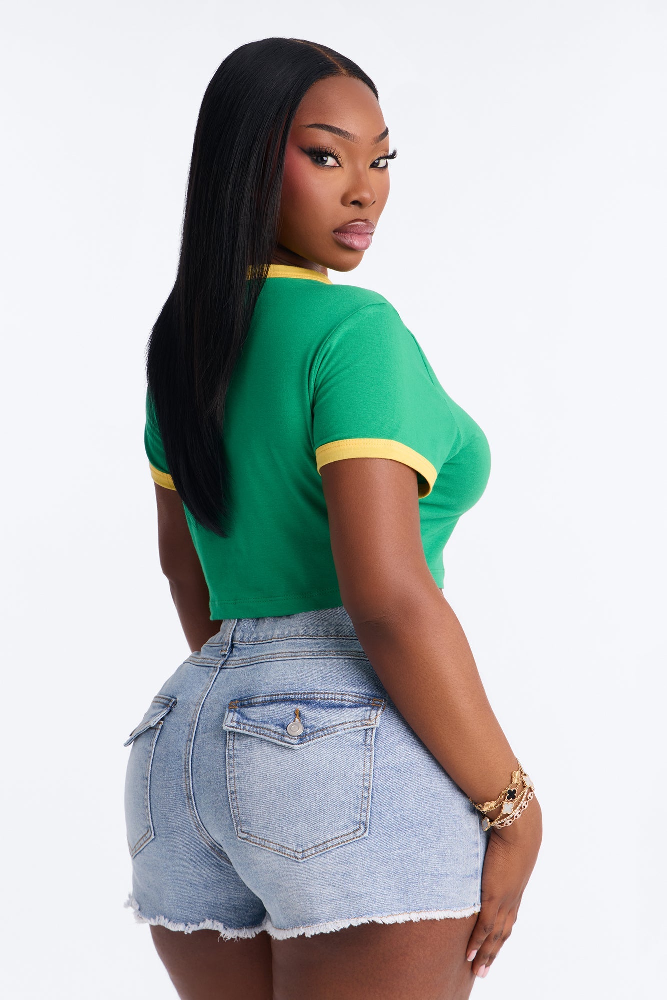 Star In Cabo Baby Tee - Green