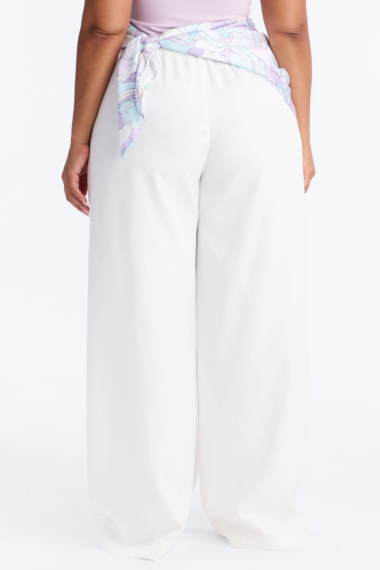 Malibu Days Scarf Belted Trouser Pant - White/combo