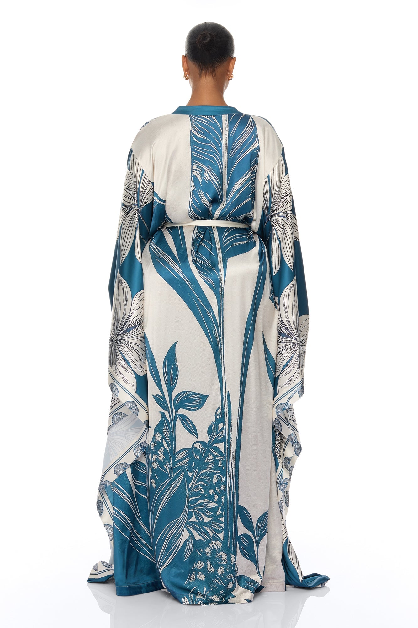 Junie Bell Sleeve Satin Kimono - Teal/combo