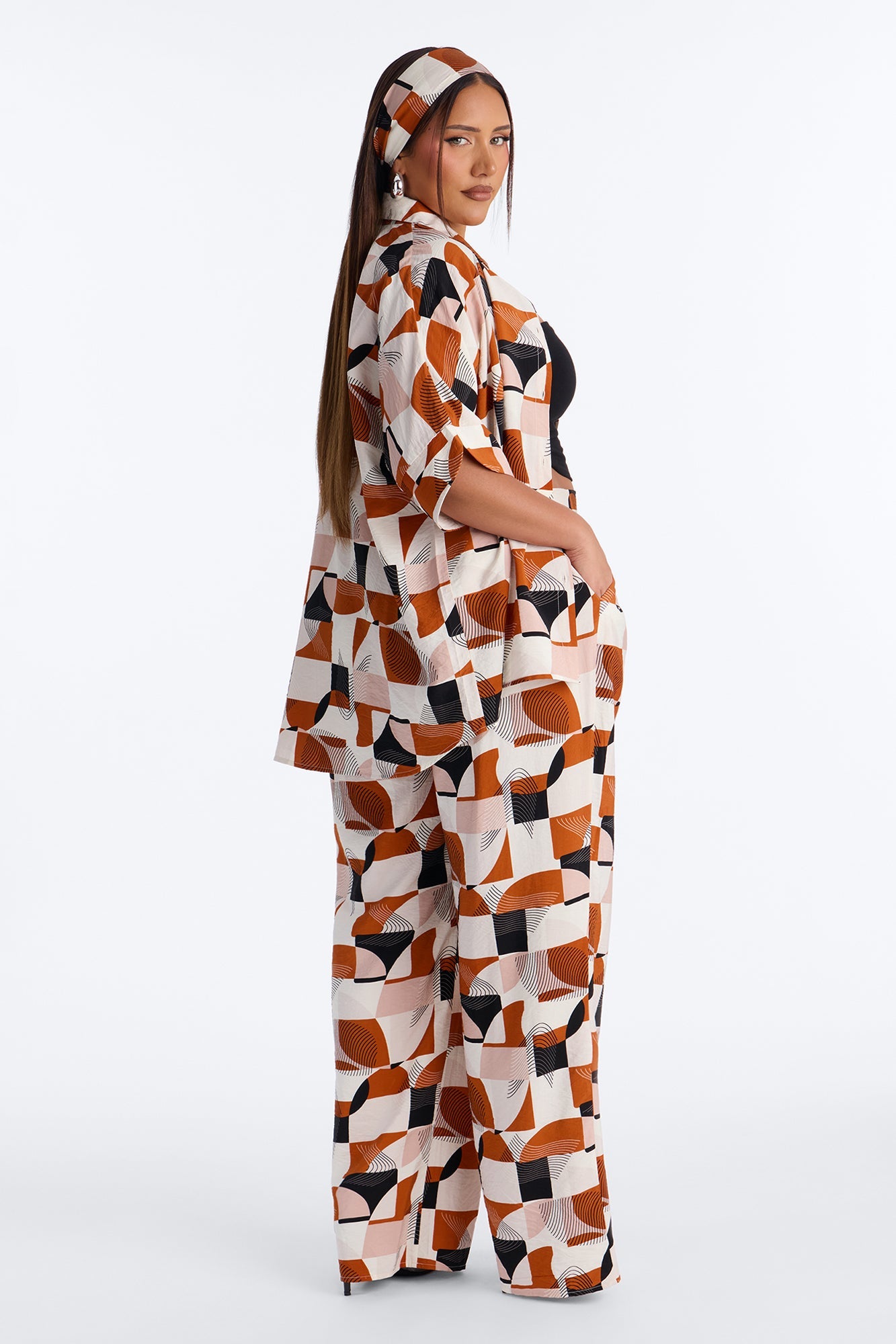 Savanna 3 Piece Pant Set - Rust/combo