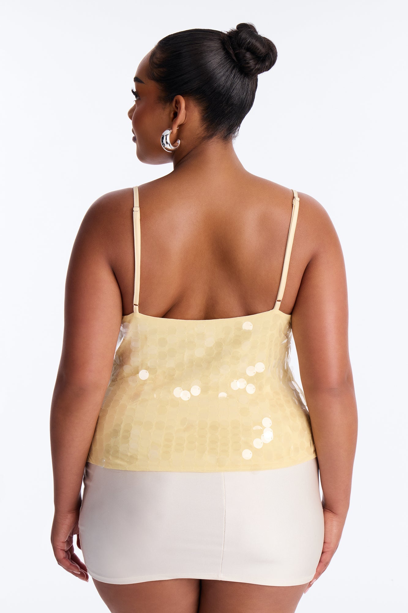 Summering Sequin V-Neck Halter Top - Butter Yellow
