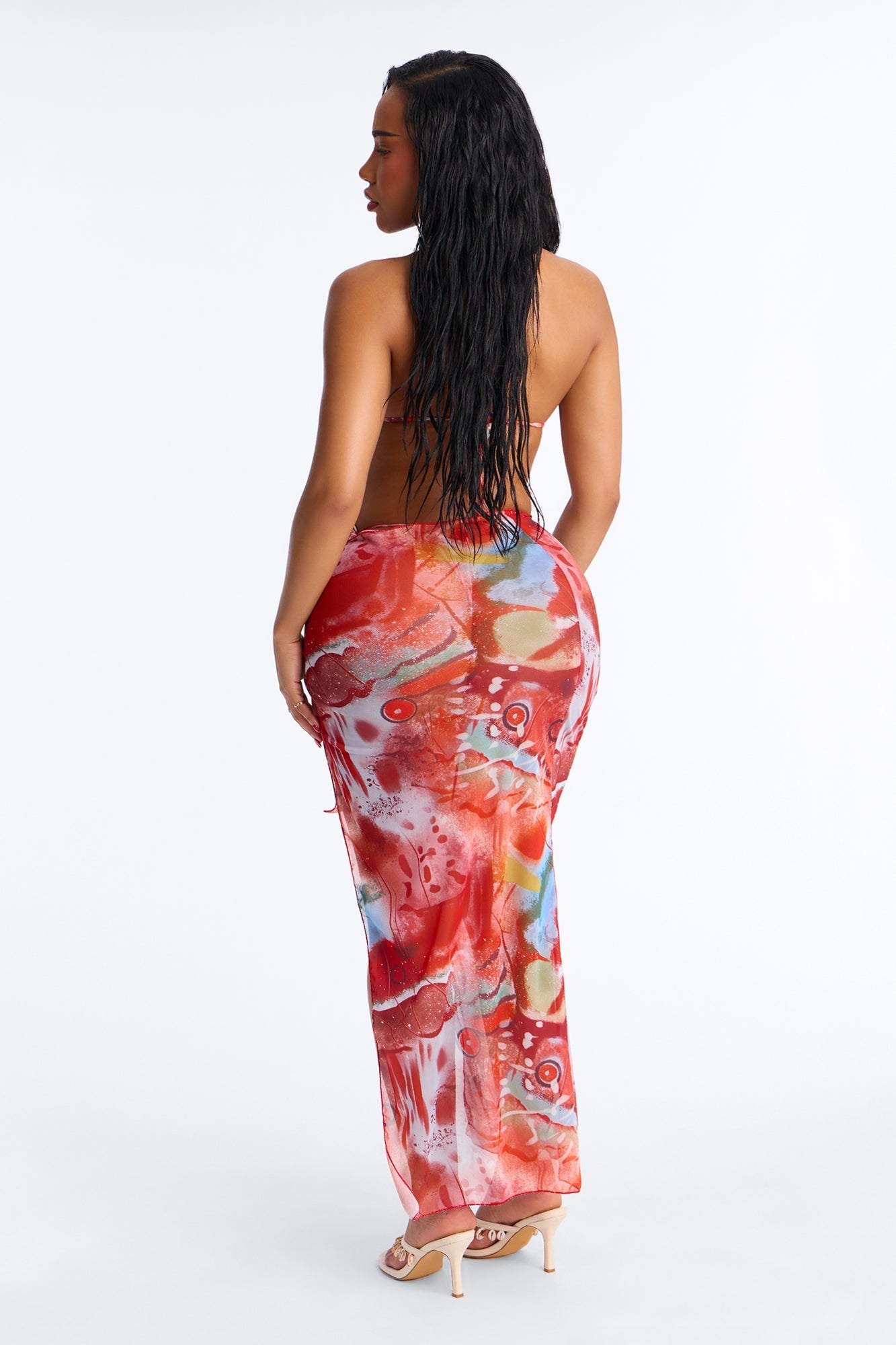 Pacific Passion Bikini And Sarong - Red/combo Fashion Nova