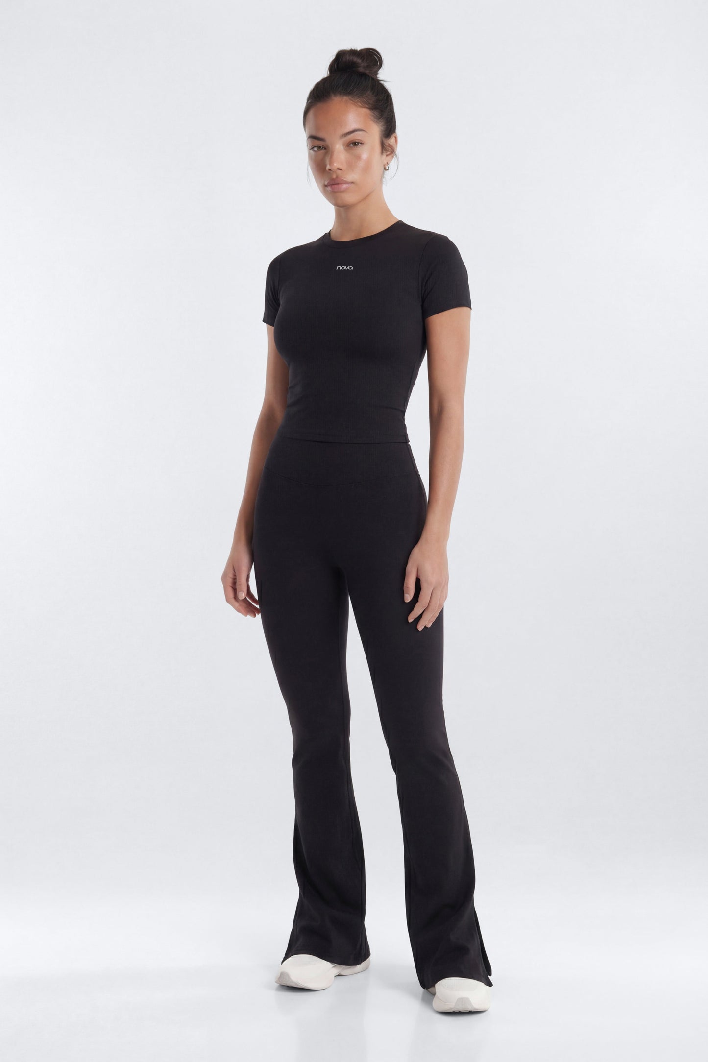 ProStretch™ 32″ Midrise Flare Legging - Black Fashion Nova
