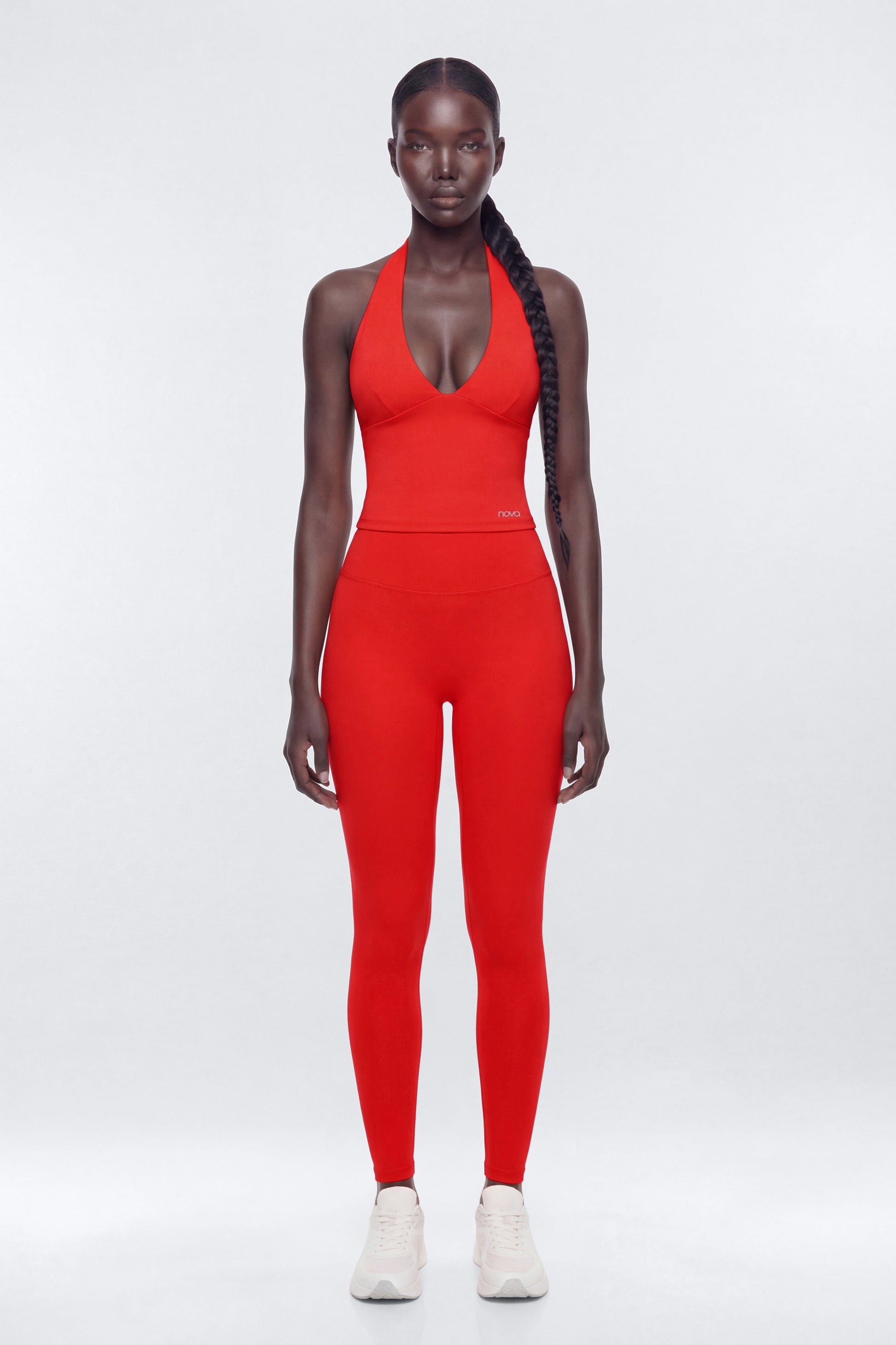ProStretch™ V Neck Sports Halter Top - Red Fashion Nova