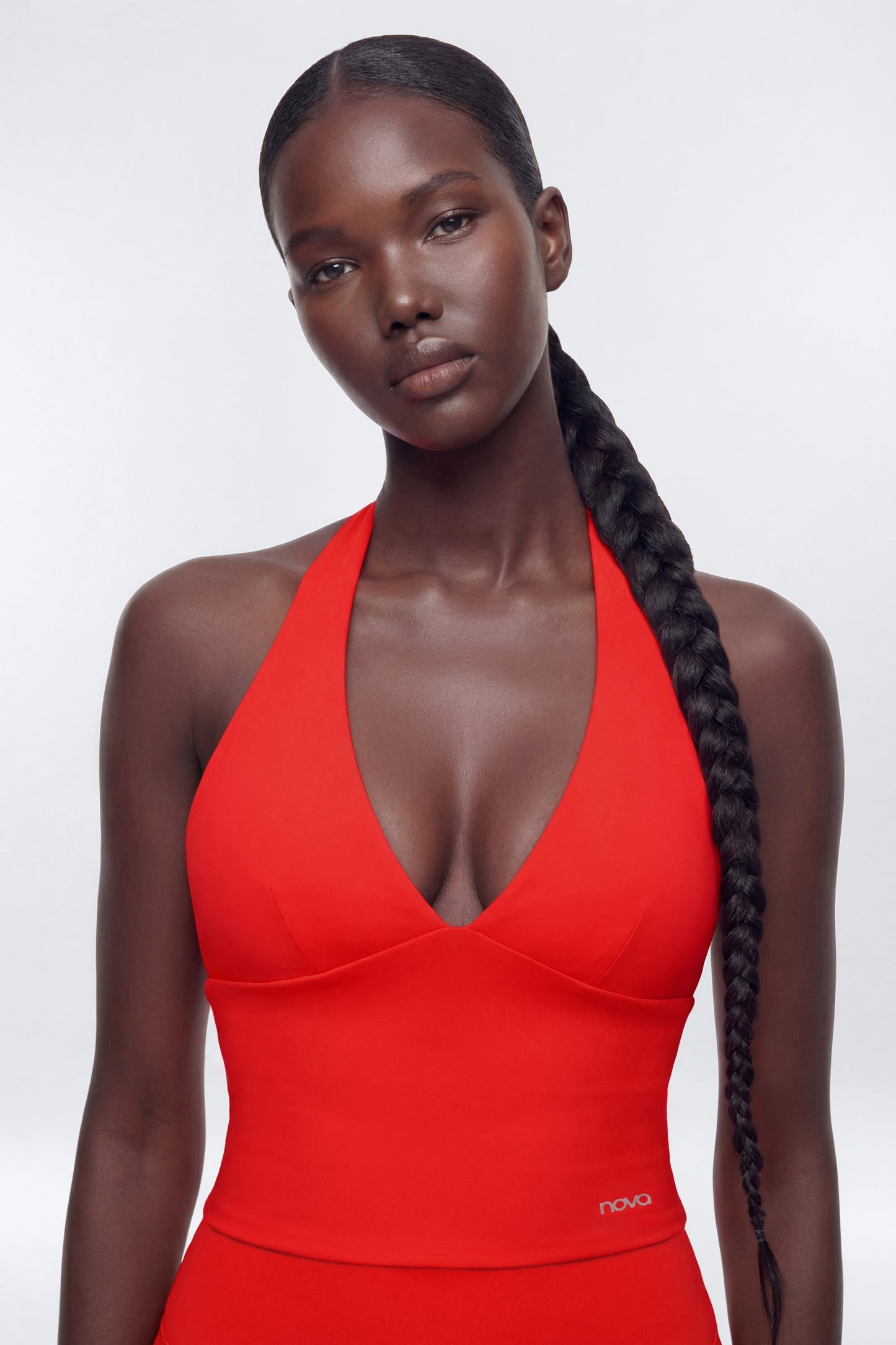 ProStretch™ V Neck Sports Halter Top - Red Fashion Nova