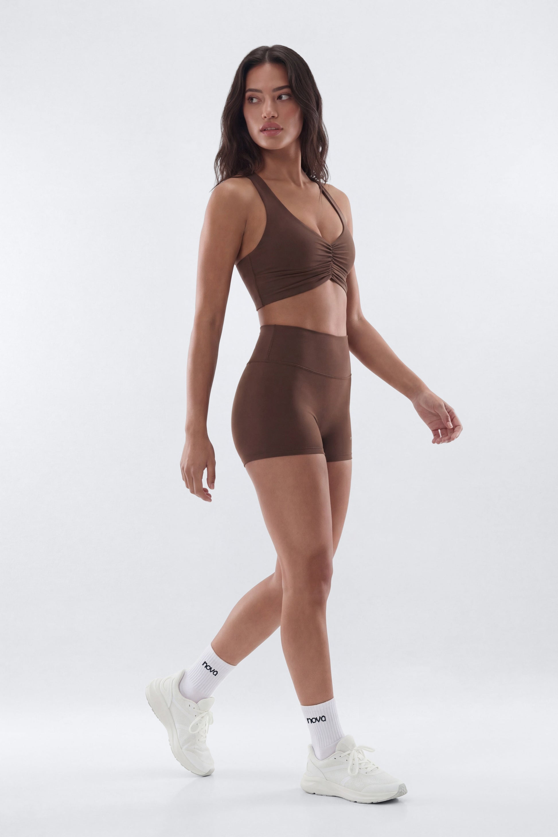 CloudForm™ Ruched Sports Bra - Brown Fashion Nova